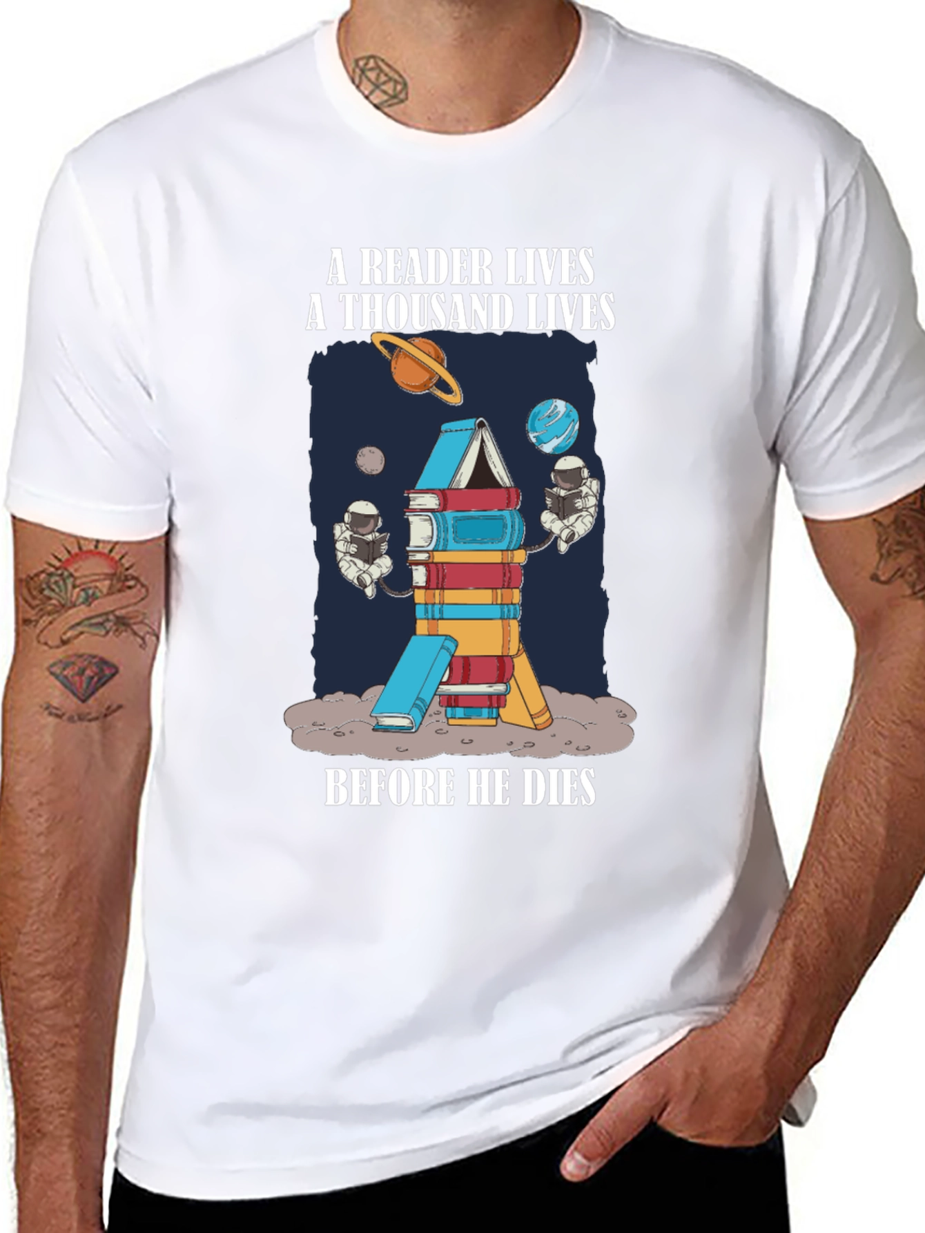 Reader Lives Space Book T-Shirt