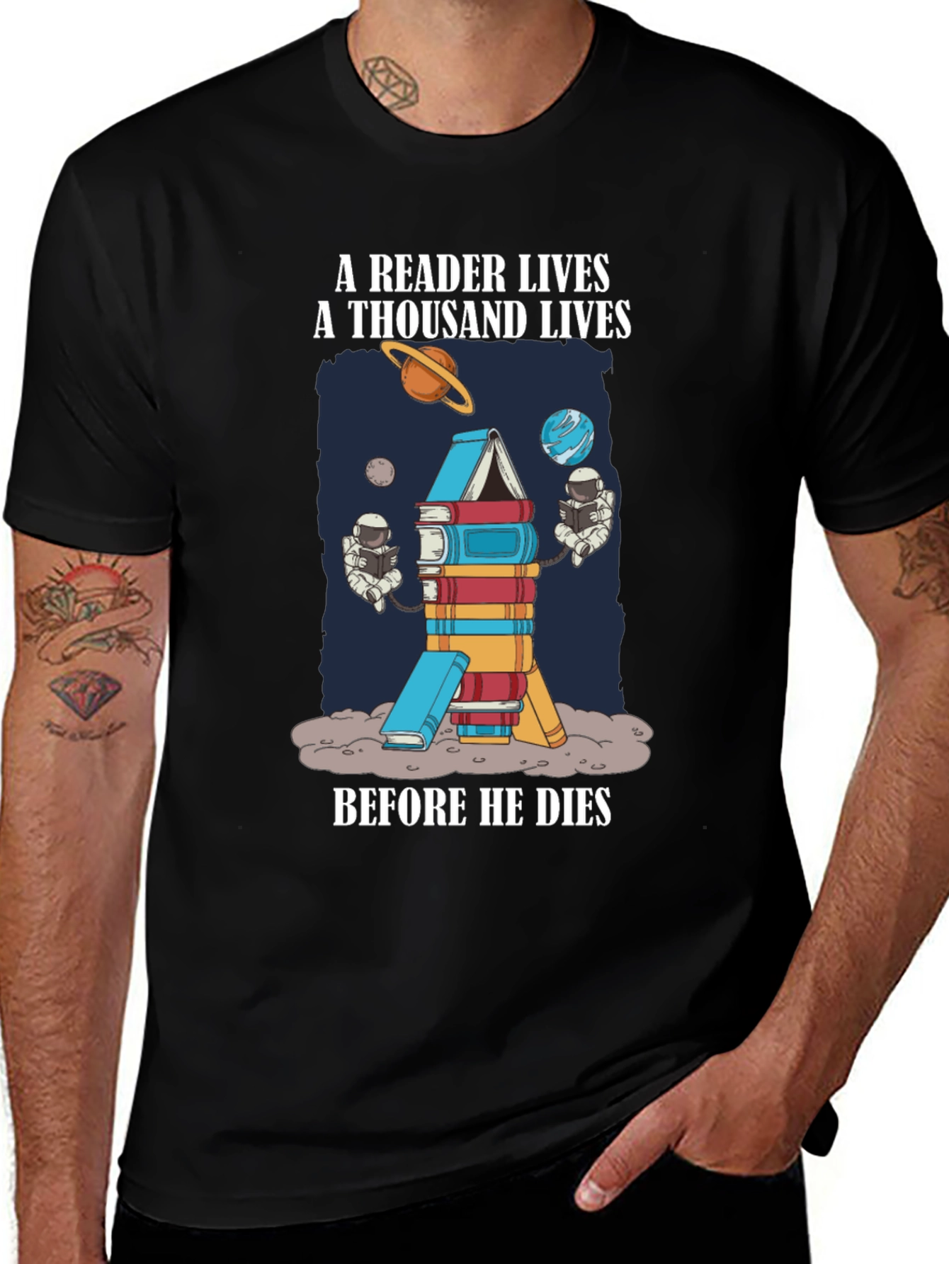 Reader Lives Space Book T-Shirt