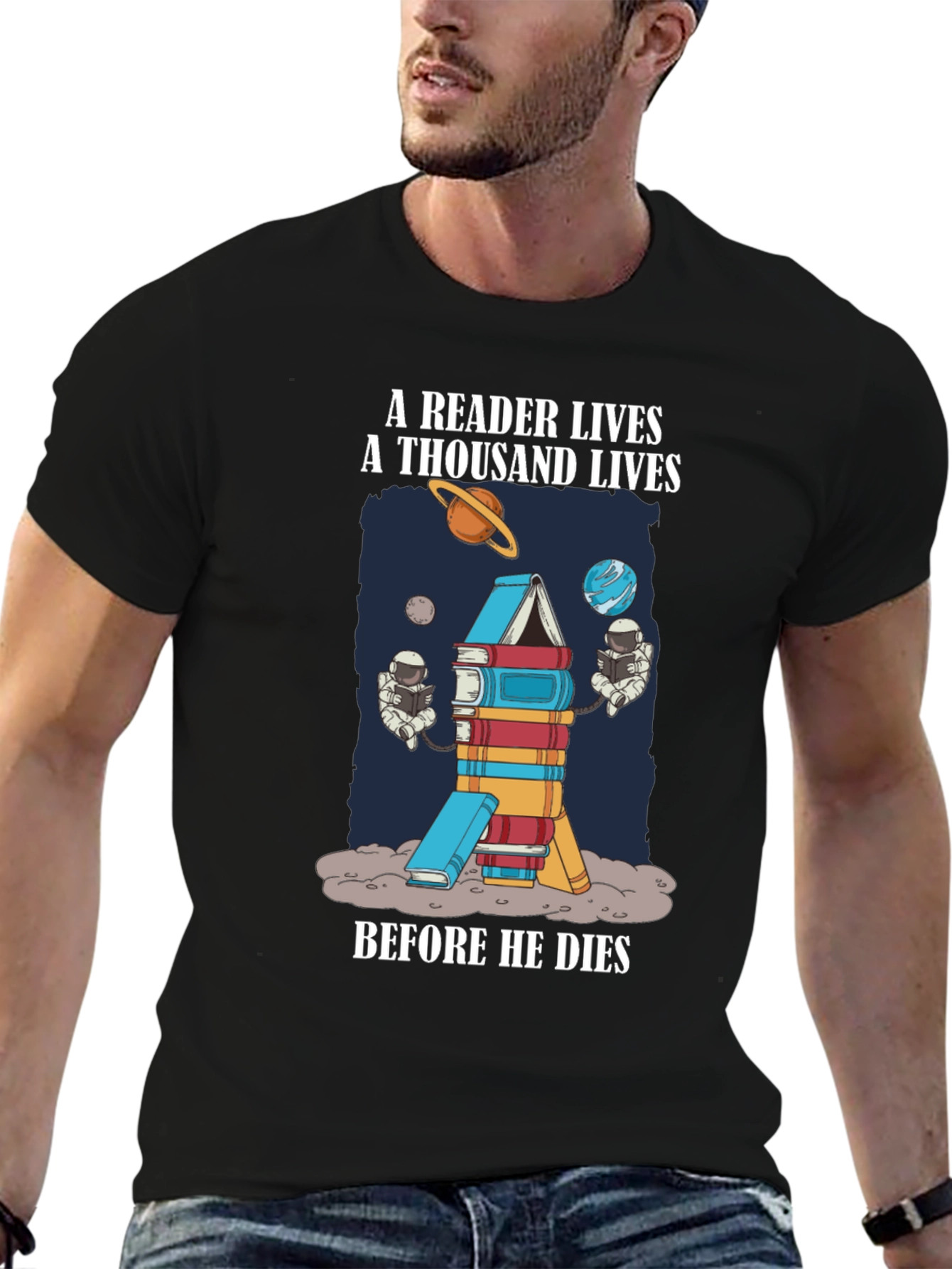 Reader Lives Space Book T-Shirt