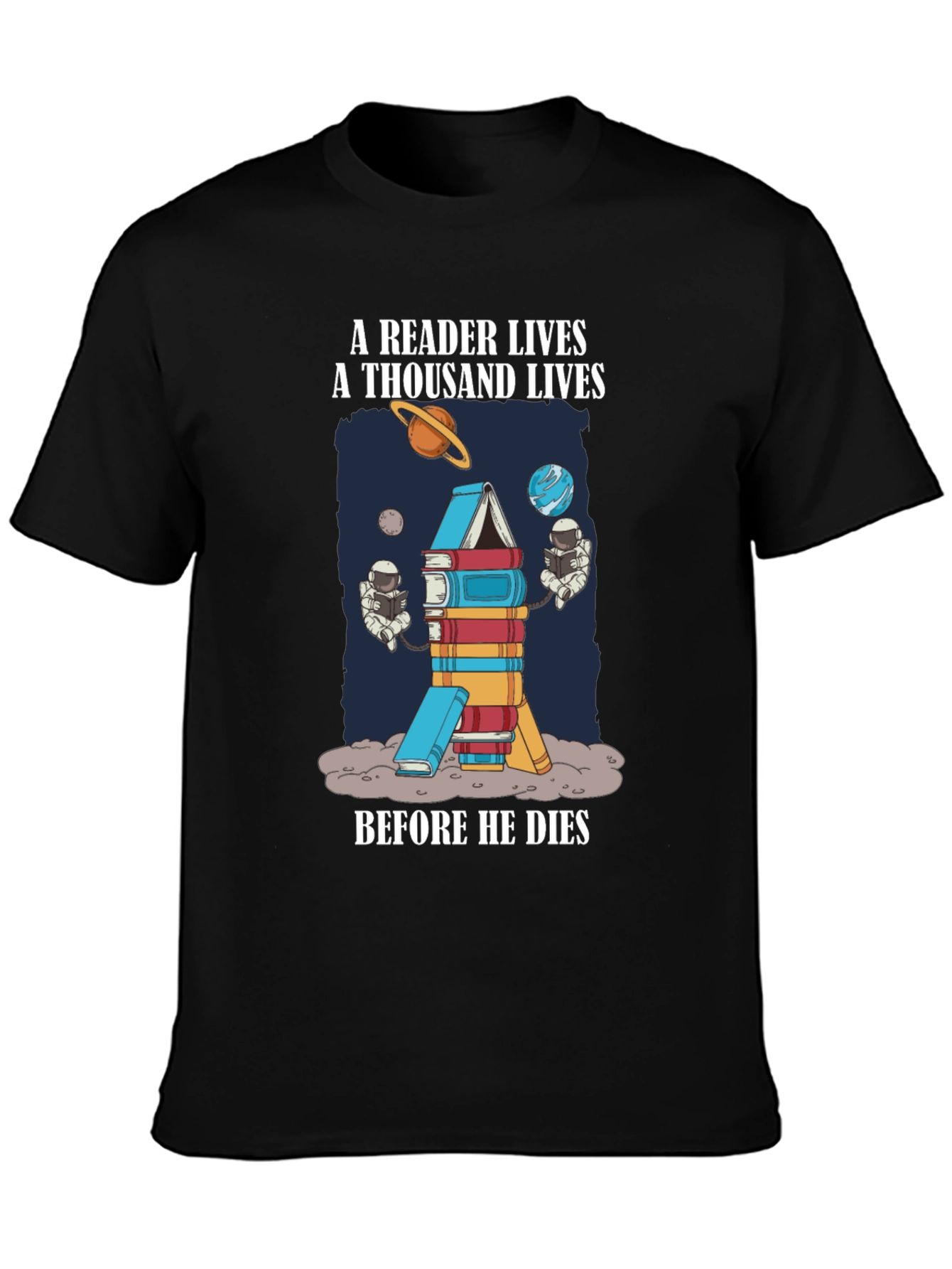 Reader Lives Space Book T-Shirt