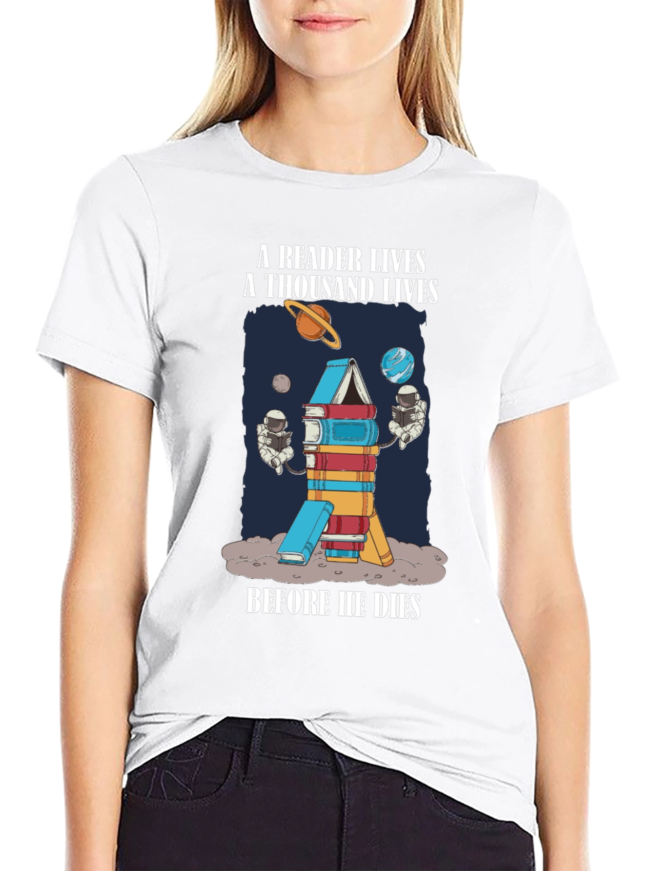Reader Lives Space Book T-Shirt