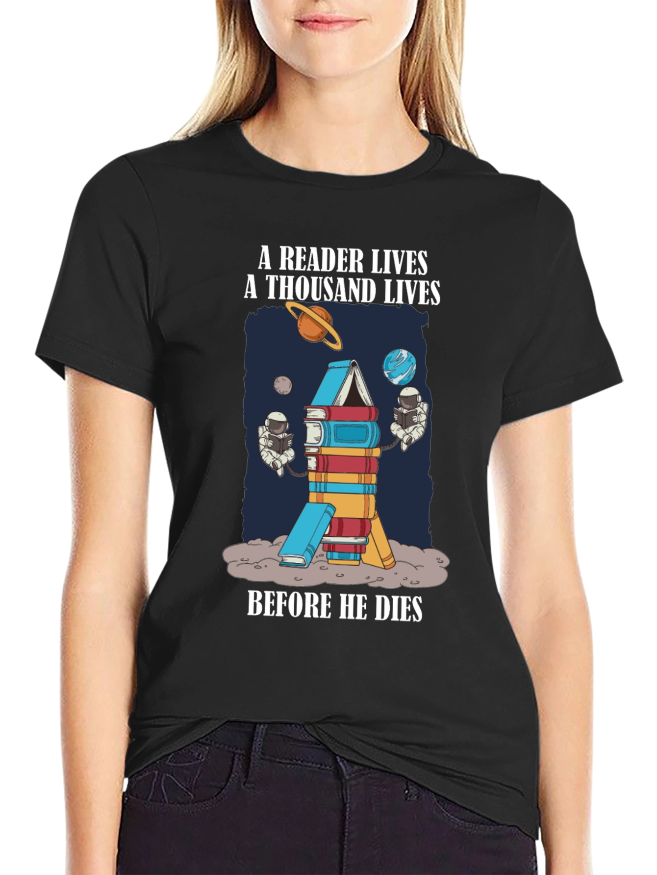 Reader Lives Space Book T-Shirt