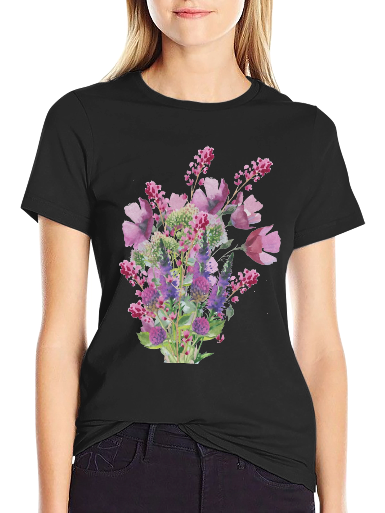 Floral Bouquet Black T-Shirt