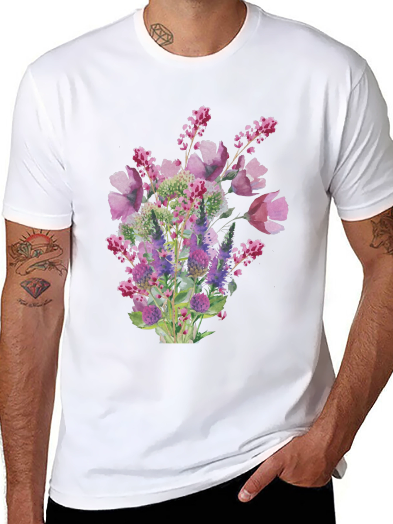 Floral Bouquet Black T-Shirt