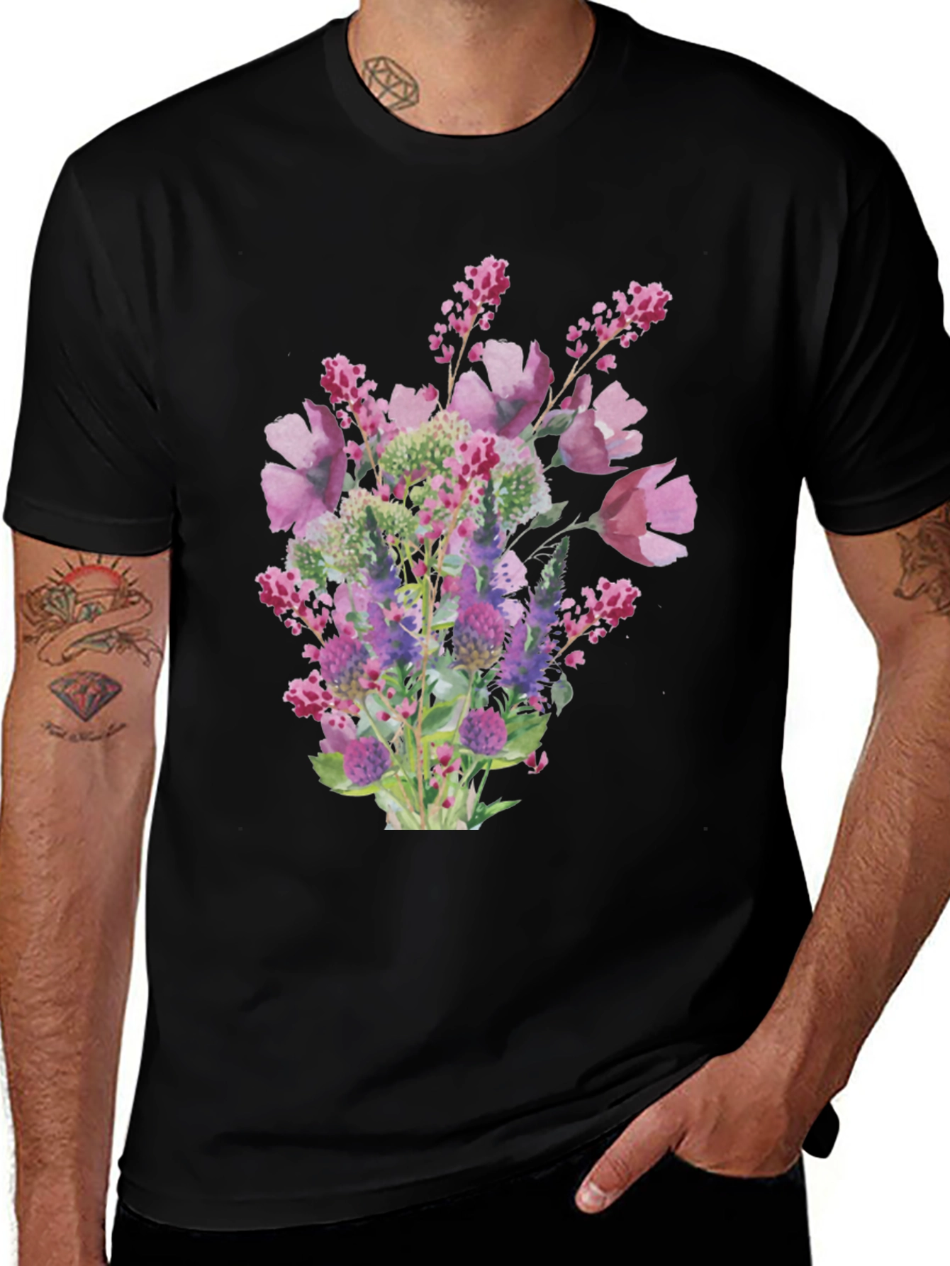Floral Bouquet Black T-Shirt