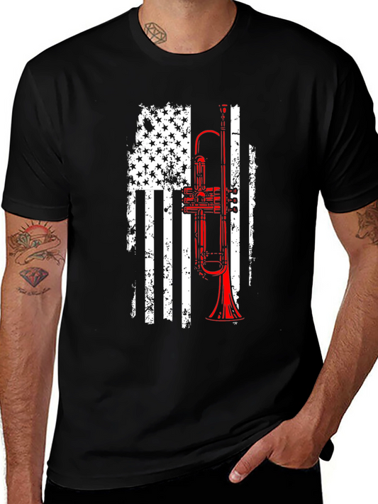 American Flag Trumpet Graphic Tee