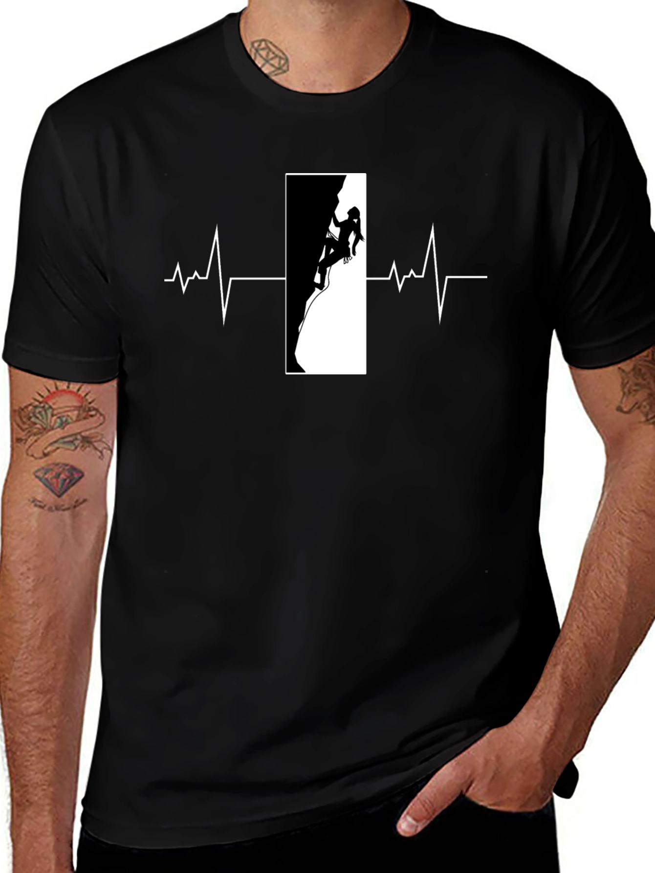 Climbing Heartbeat Black T-Shirt