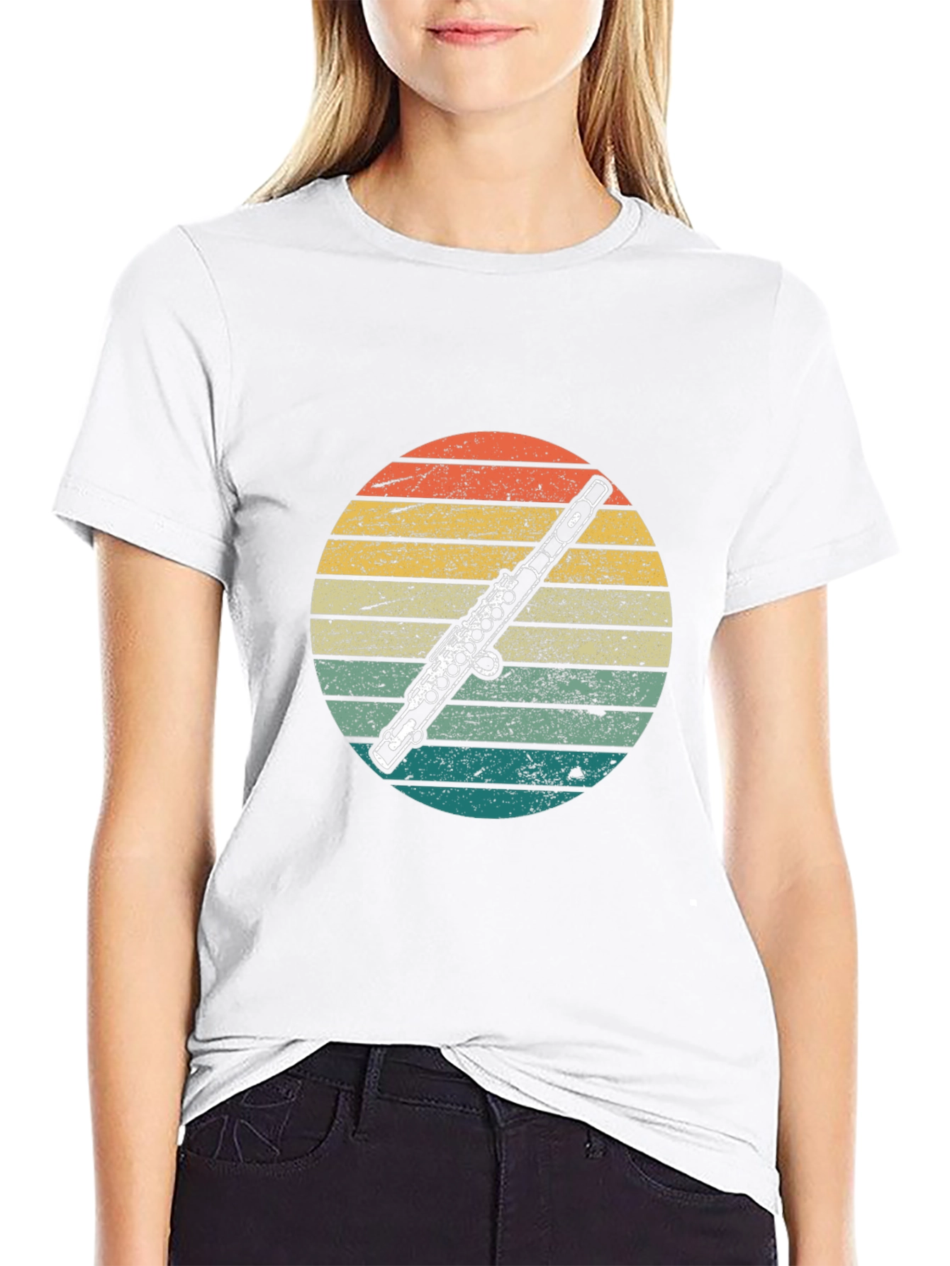 Retro Flute Sunset T-Shirt - Music Lover Tee