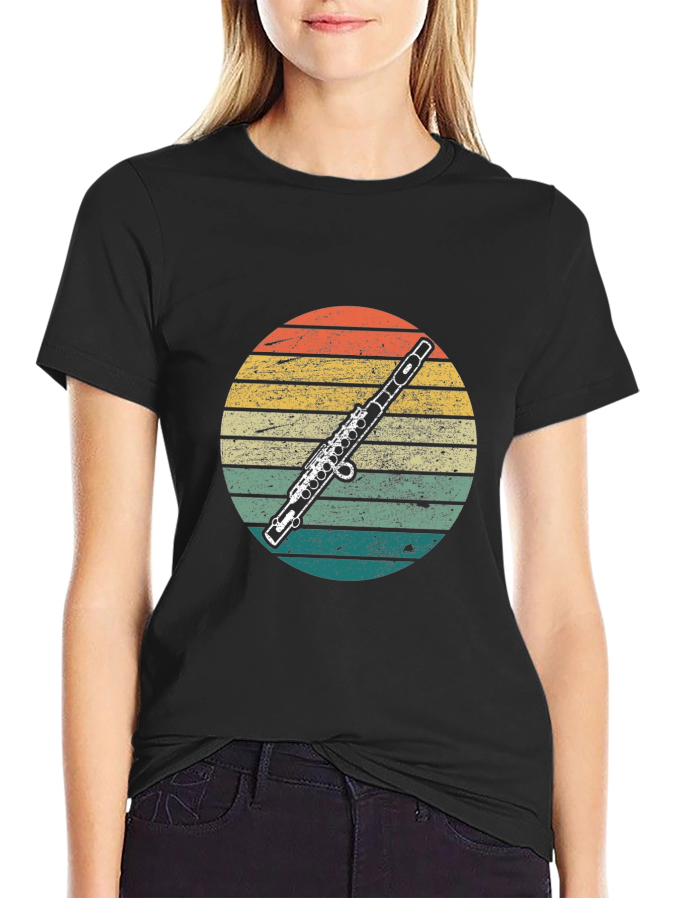 Retro Flute Sunset T-Shirt - Music Lover Tee