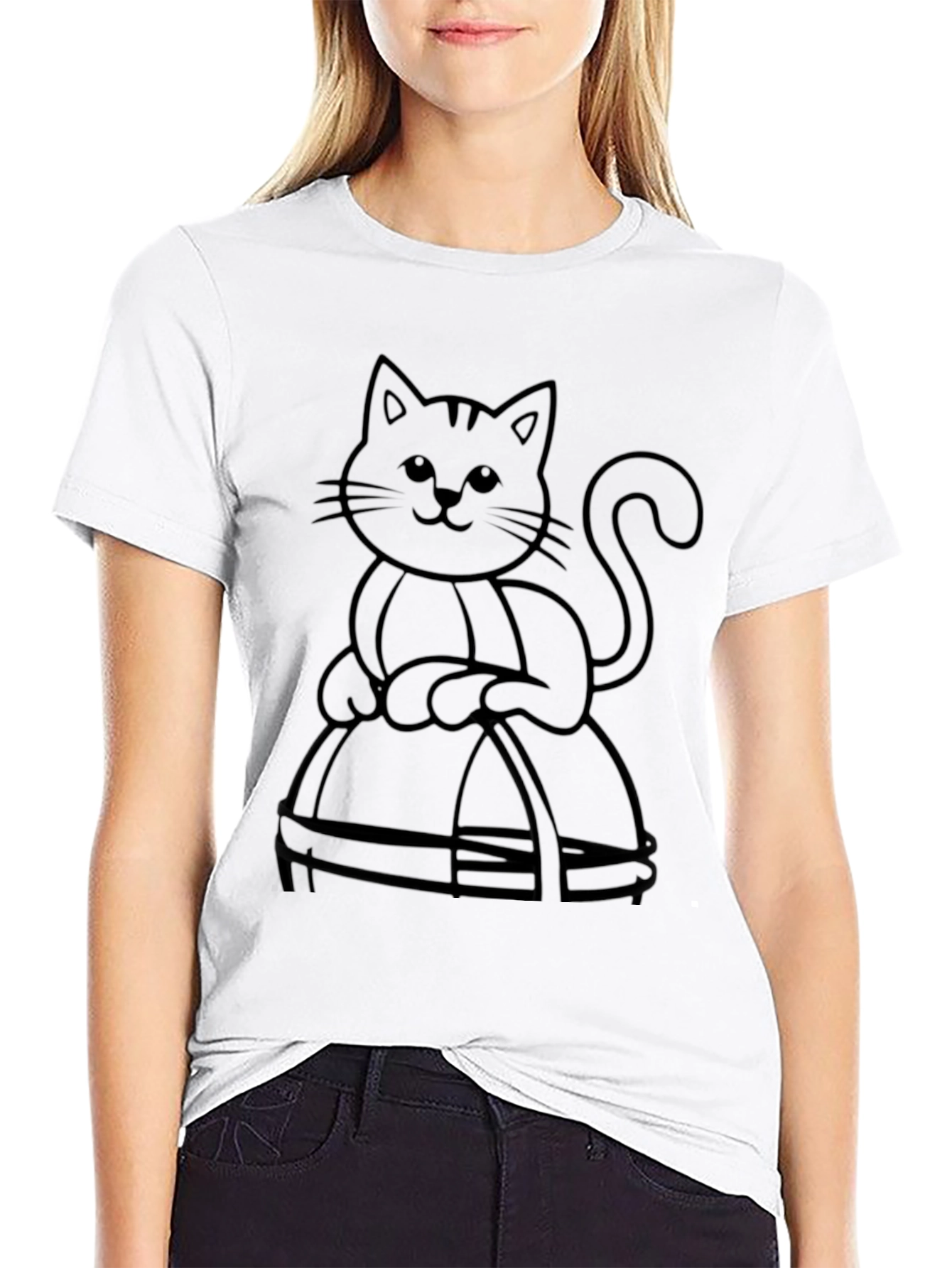 Black Cat in Basket T-Shirt - Mens Graphic Tee