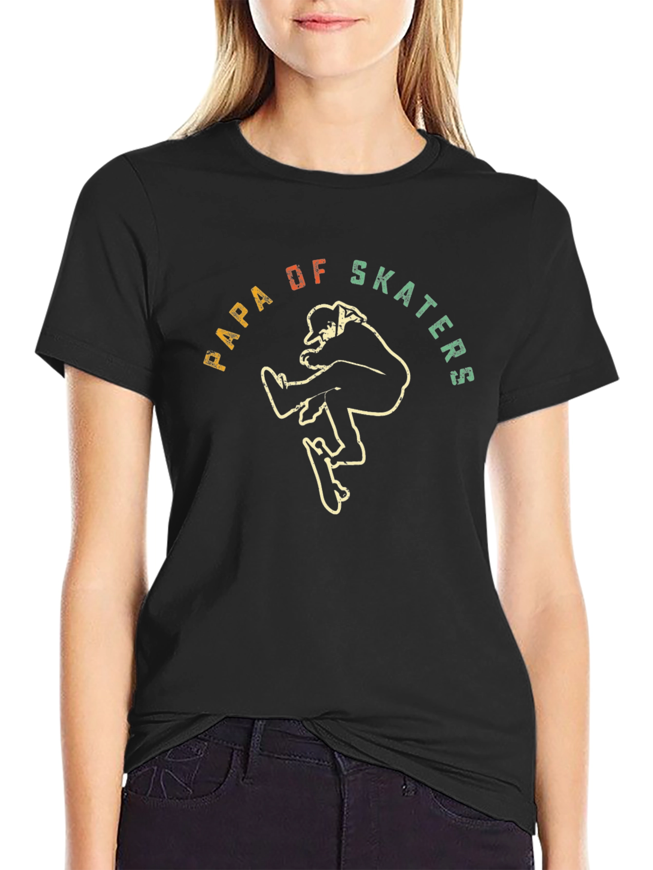 Papa of Skaters Black Graphic T-Shirt
