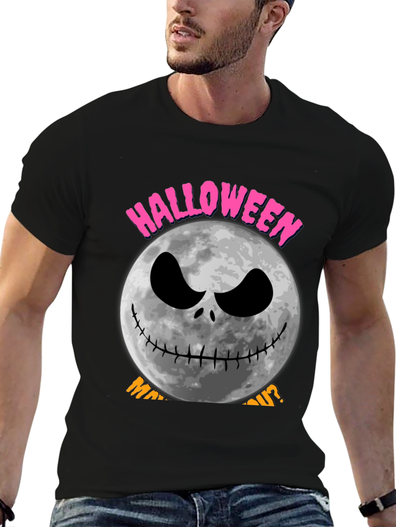 Halloween Moon Graphic Tee - Spooky Season Shirt