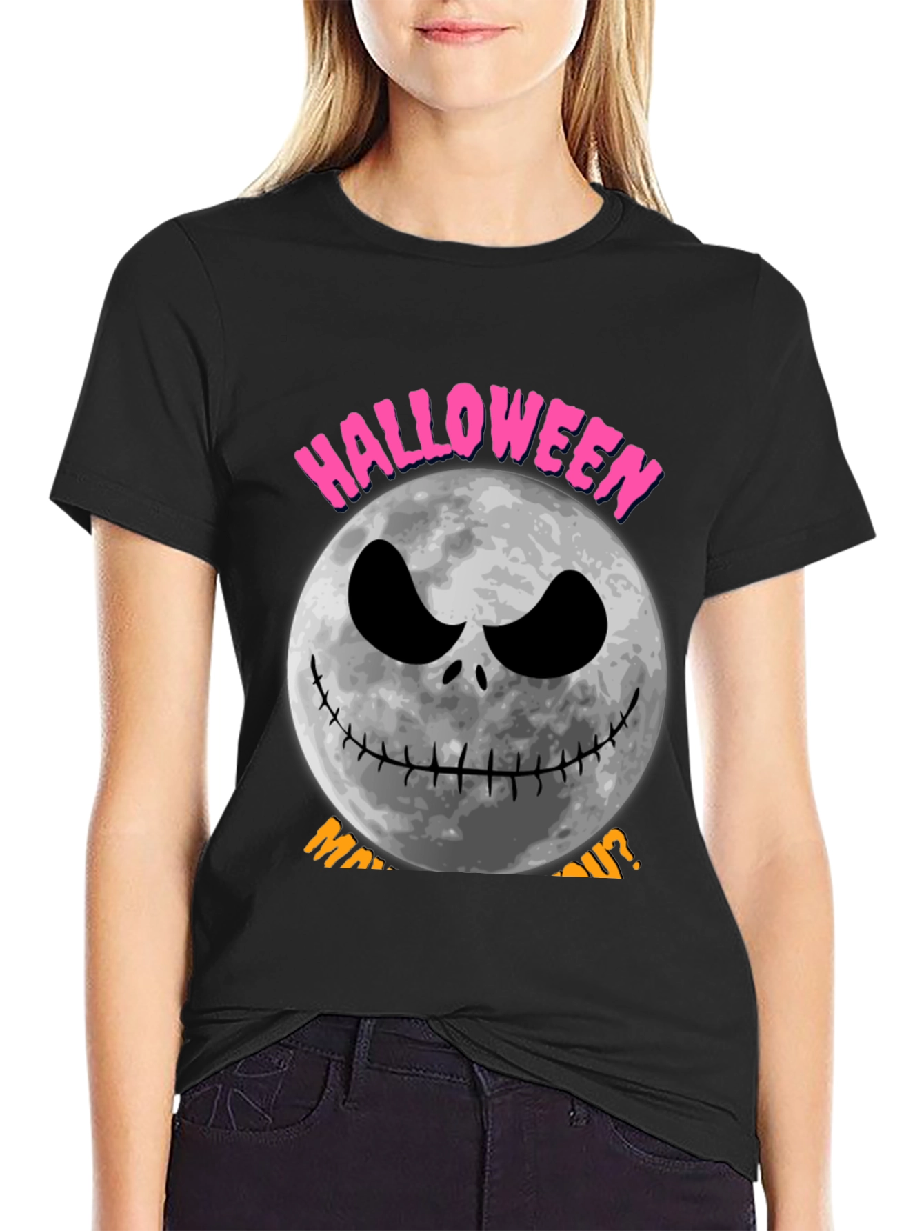 Halloween Moon Graphic Tee - Spooky Season Shirt