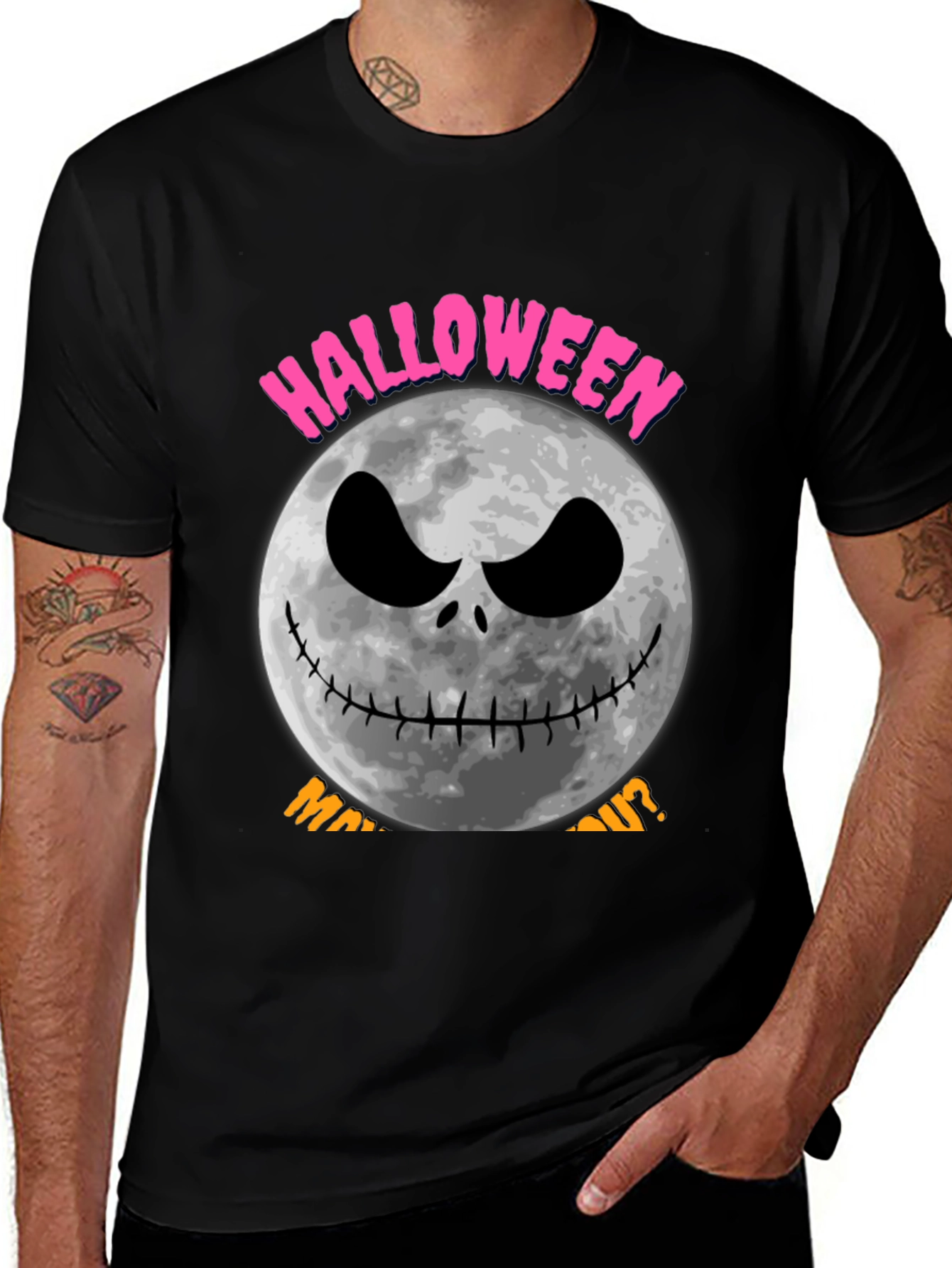 Halloween Moon Graphic Tee - Spooky Season Shirt