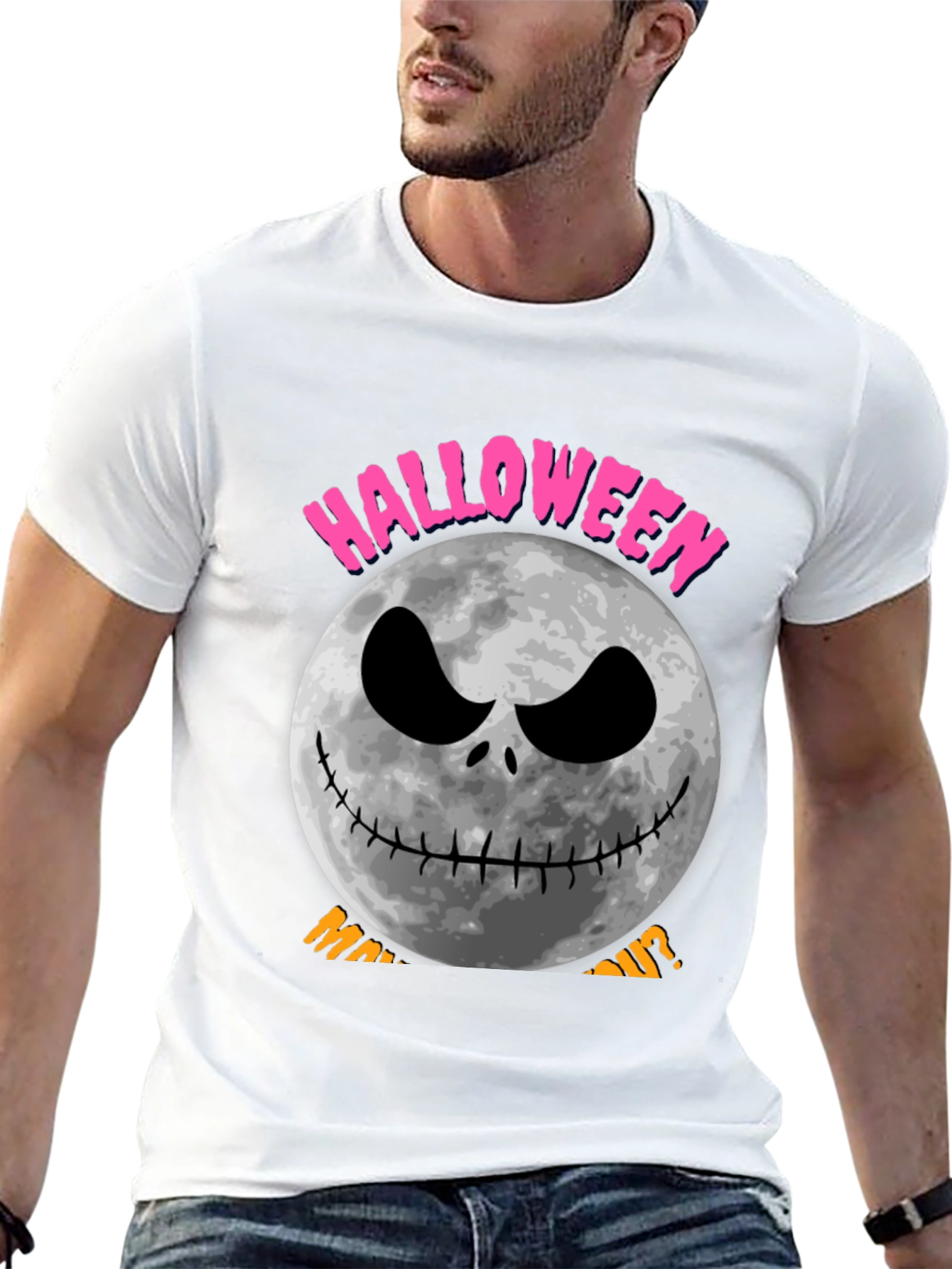 Halloween Moon Graphic Tee - Spooky Season Shirt