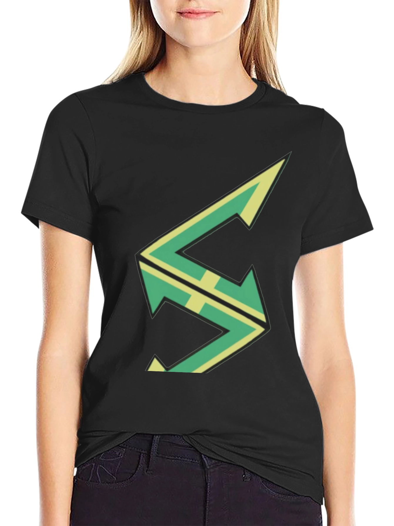 Modern Graphic Tee - Geometric Logo Black Cotton Shirt