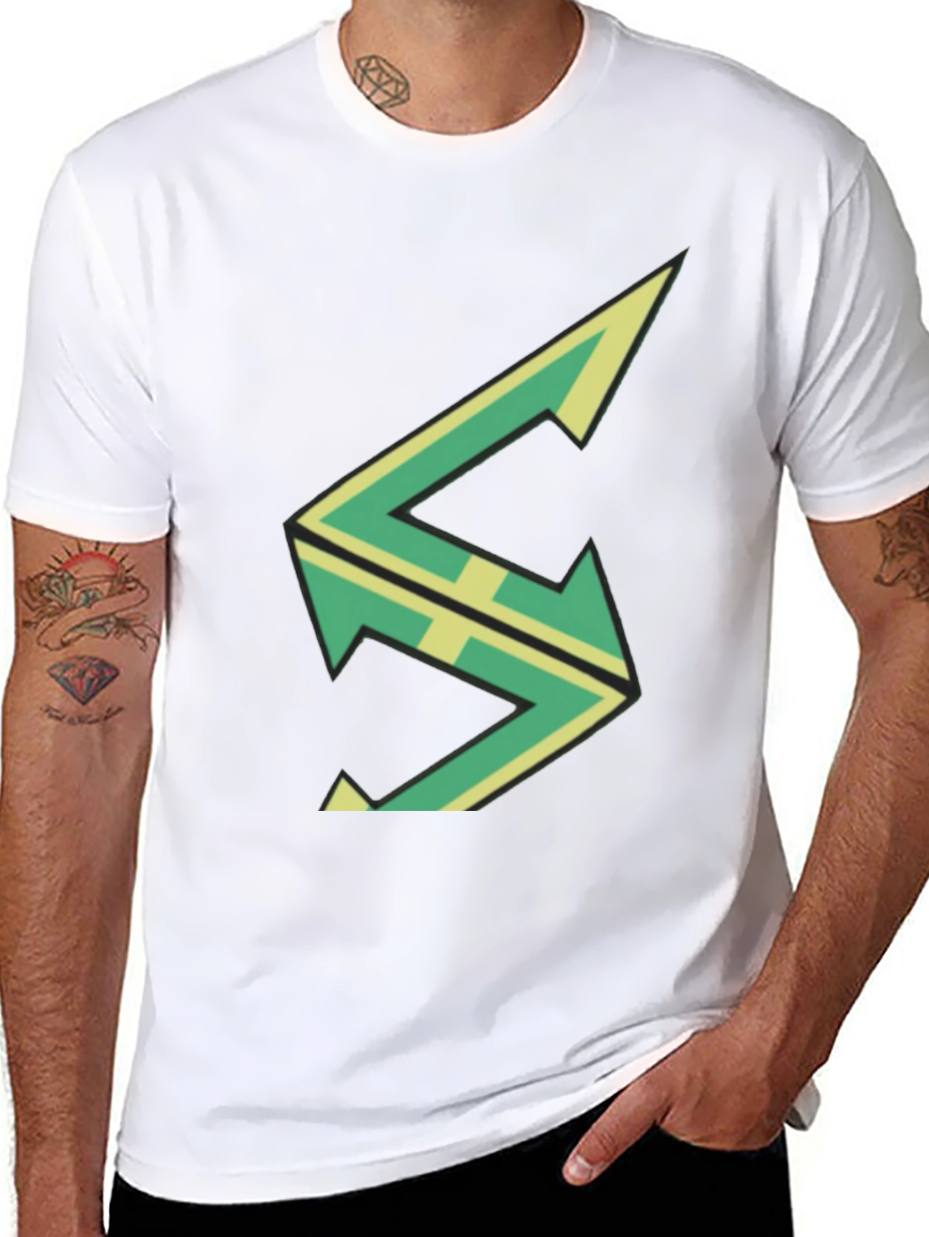 Modern Graphic Tee - Geometric Logo Black Cotton Shirt