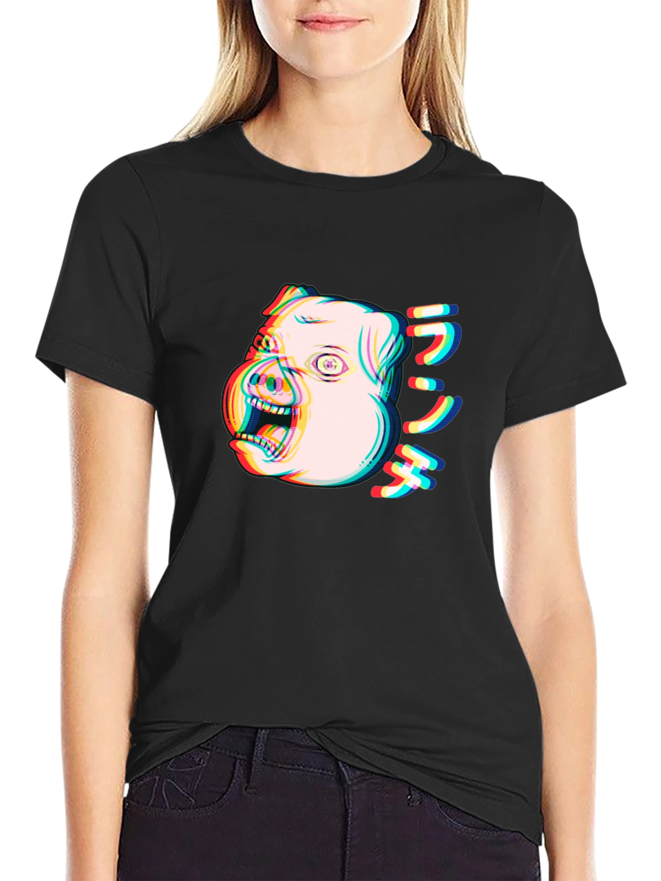Glitch Pig Graphic Tee - Unisex Black T-Shirt