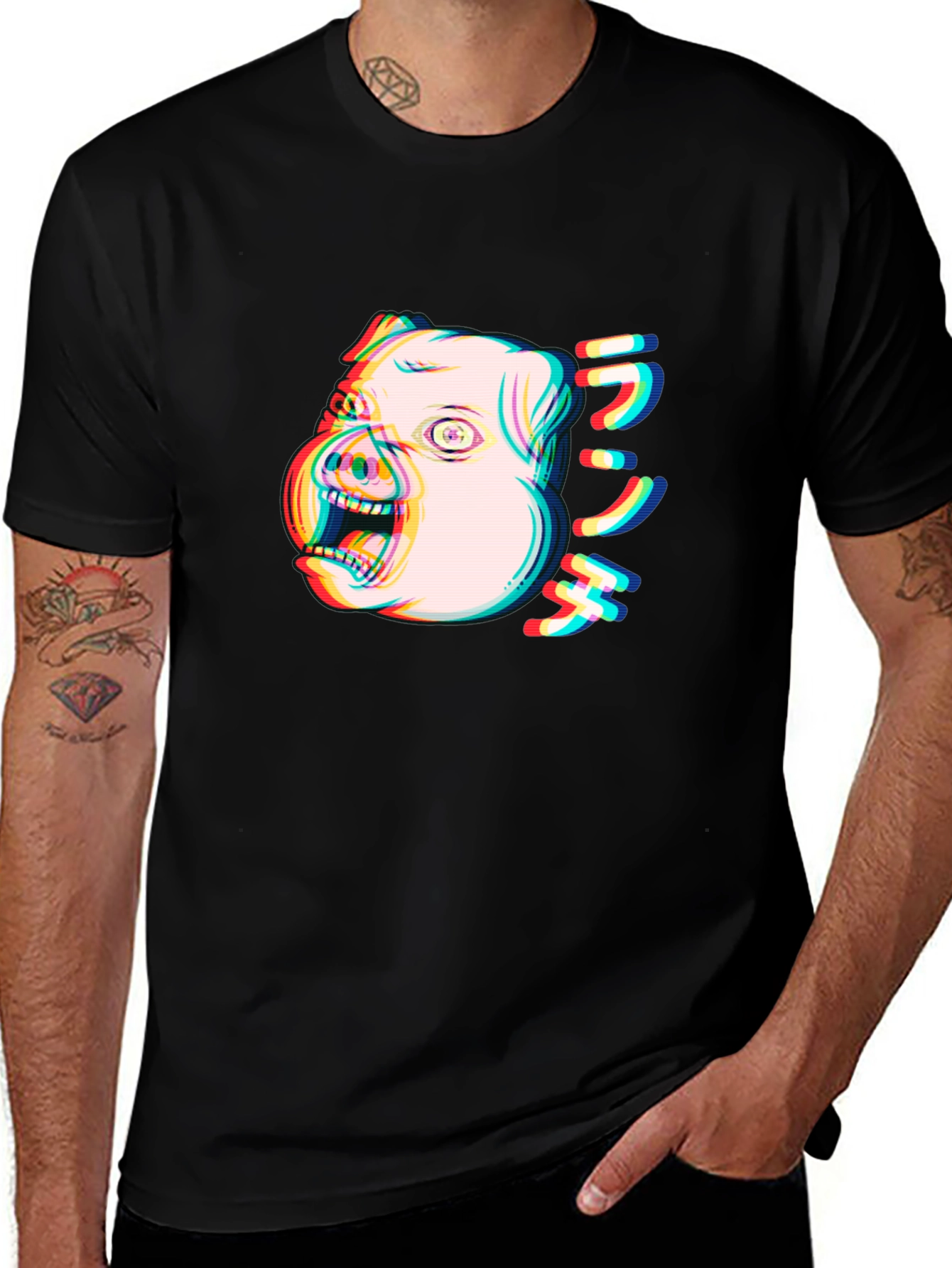 Glitch Pig Graphic Tee - Unisex Black T-Shirt