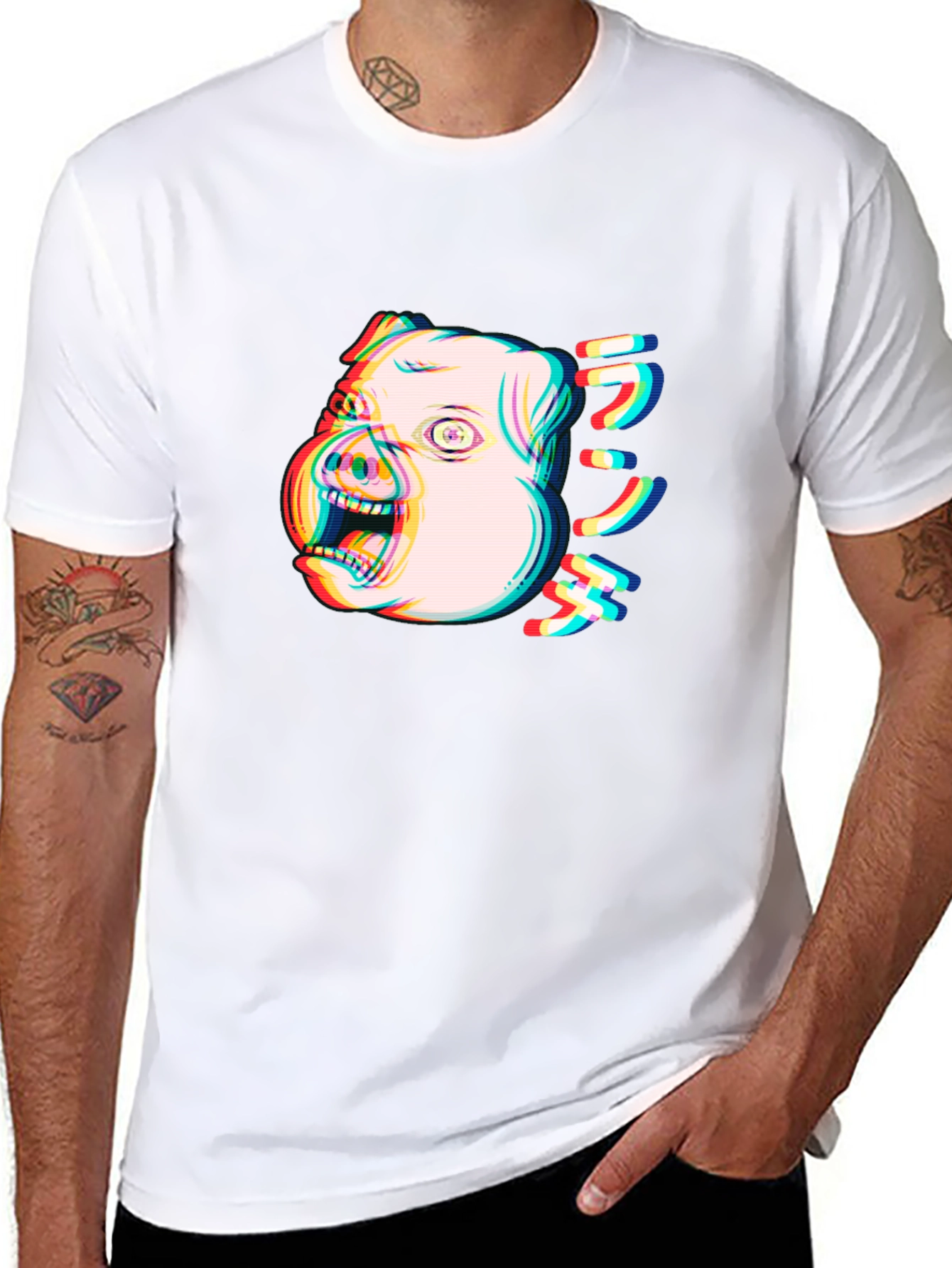 Glitch Pig Graphic Tee - Unisex Black T-Shirt