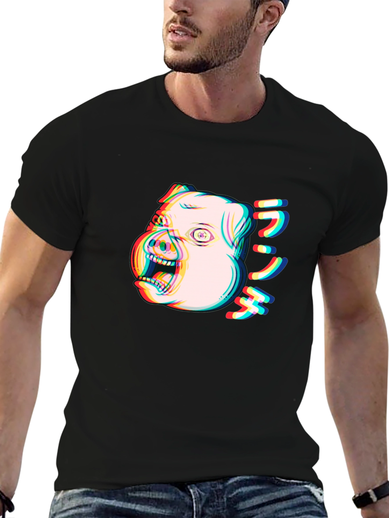 Glitch Pig Graphic Tee - Unisex Black T-Shirt