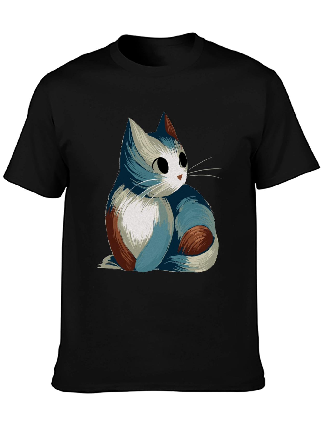 Cat Graphic Tee - Black Casual T-Shirt