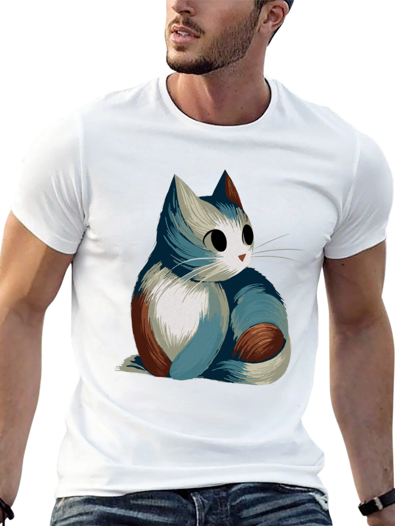 Cat Graphic Tee - Black Casual T-Shirt