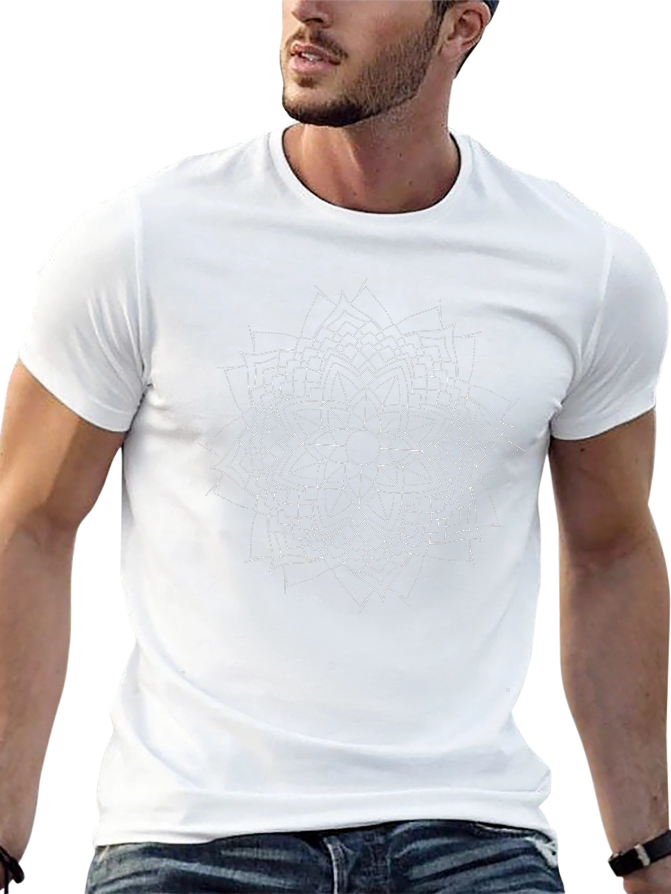 Geometric Mandala Graphic Black T-Shirt