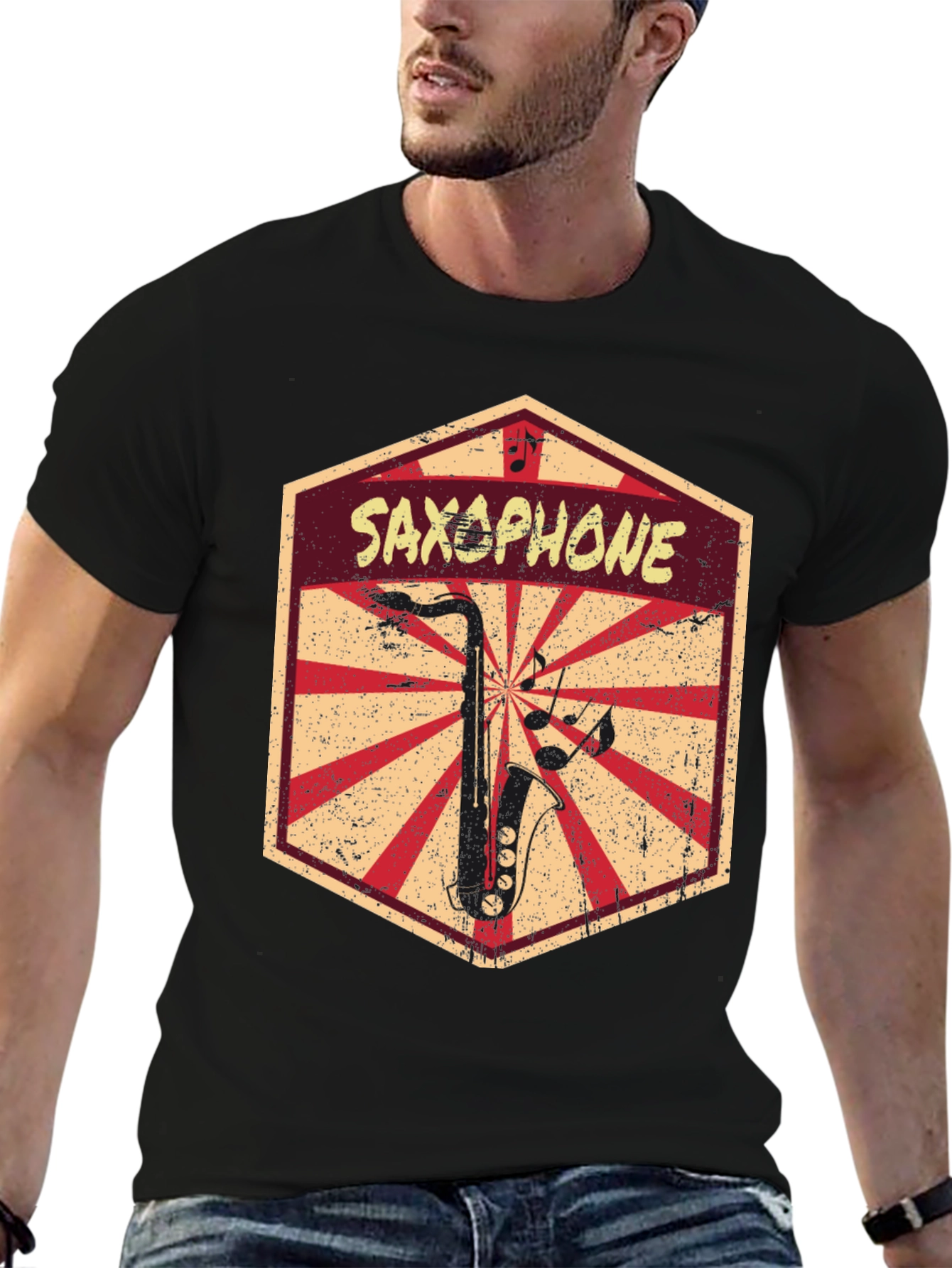Saxophone Retro Graphic T-Shirt - Music Lover Tee