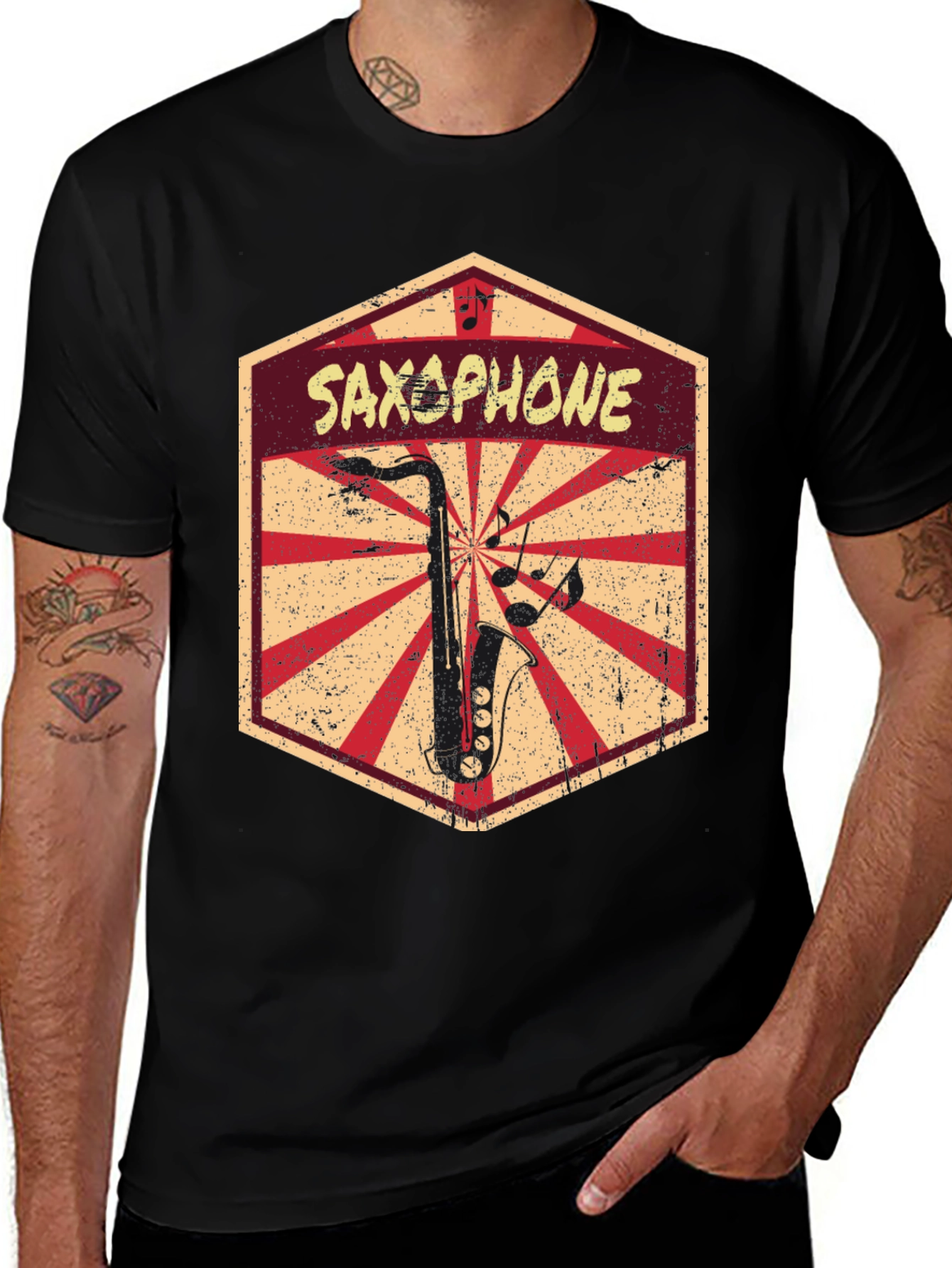 Saxophone Retro Graphic T-Shirt - Music Lover Tee