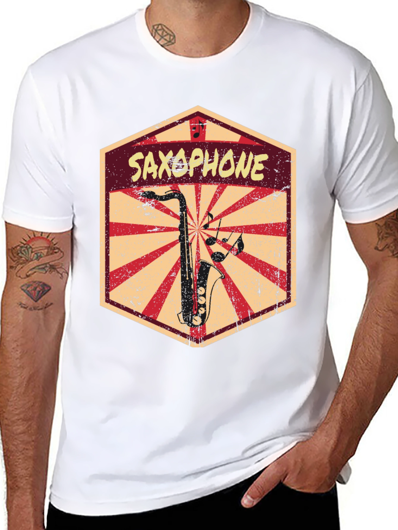 Saxophone Retro Graphic T-Shirt - Music Lover Tee