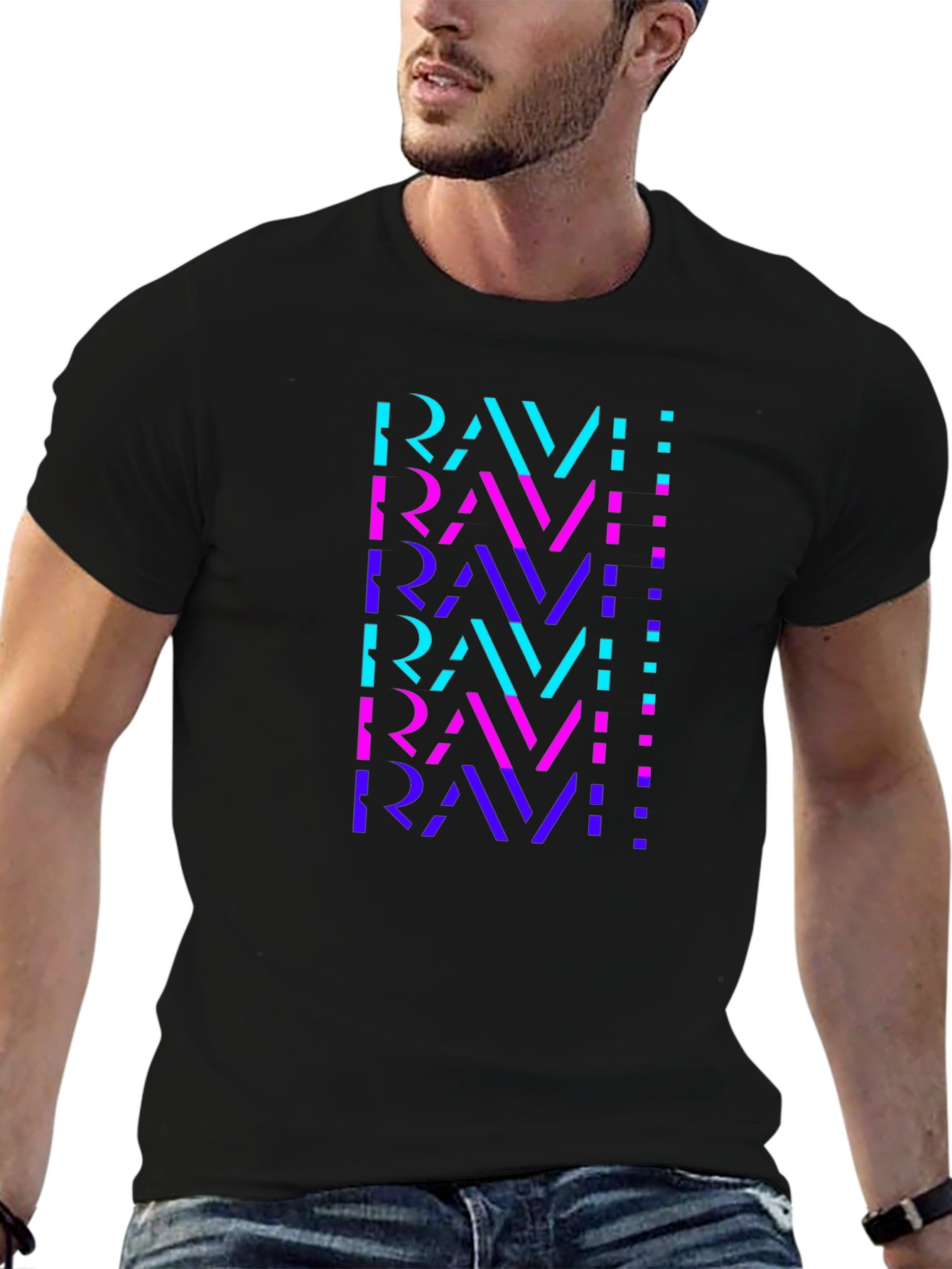 Ravi Graphic Print Mens Black T-Shirt