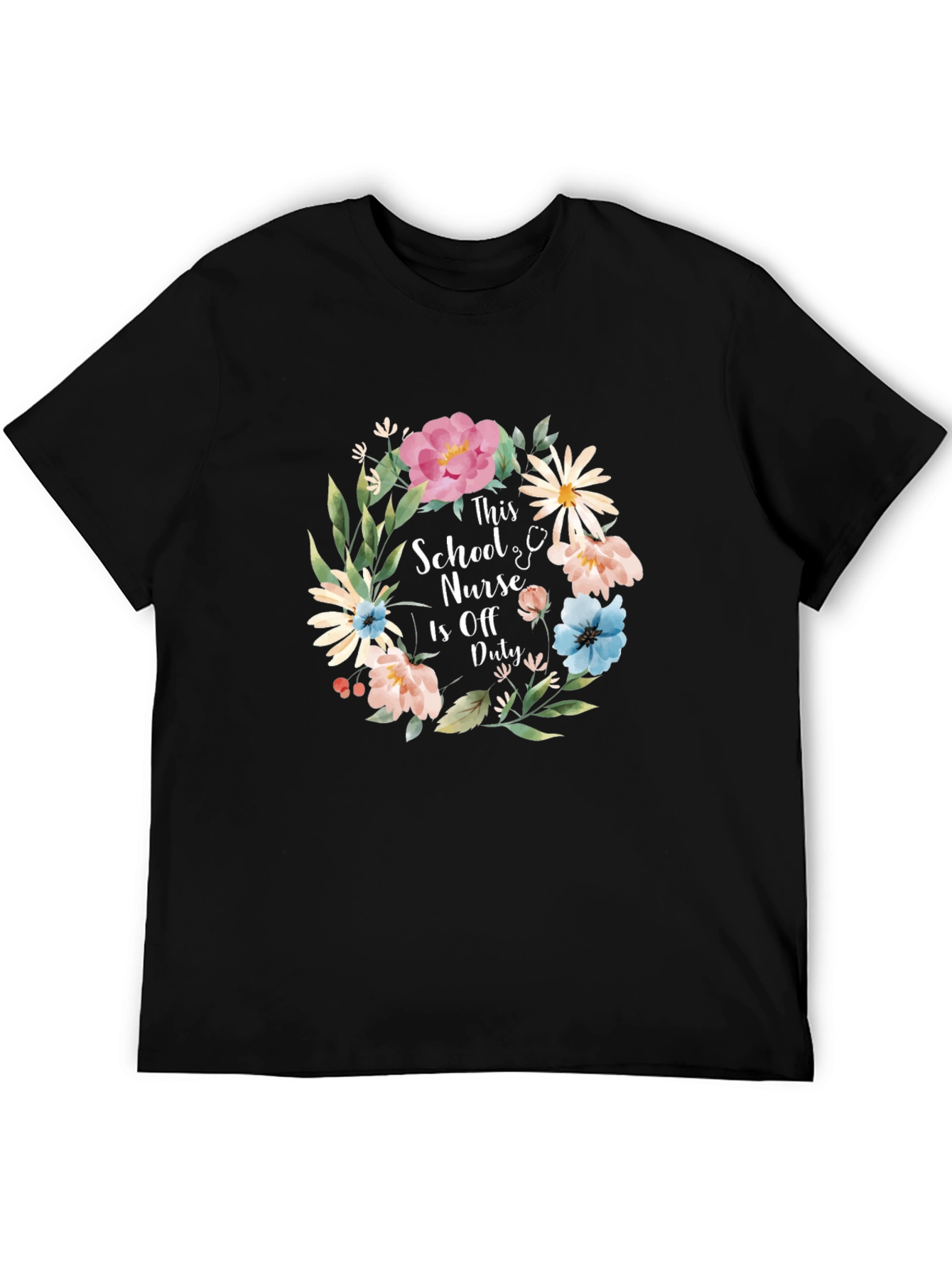 School Nurse Off Duty Floral Tee