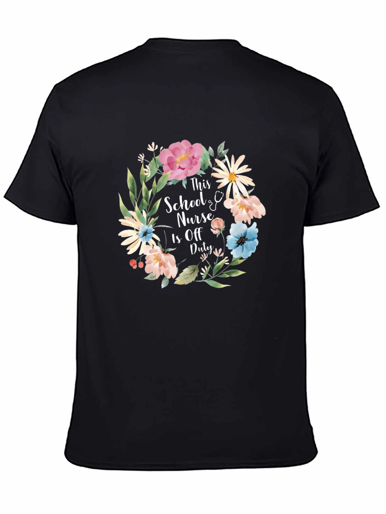 School Nurse Off Duty Floral Tee