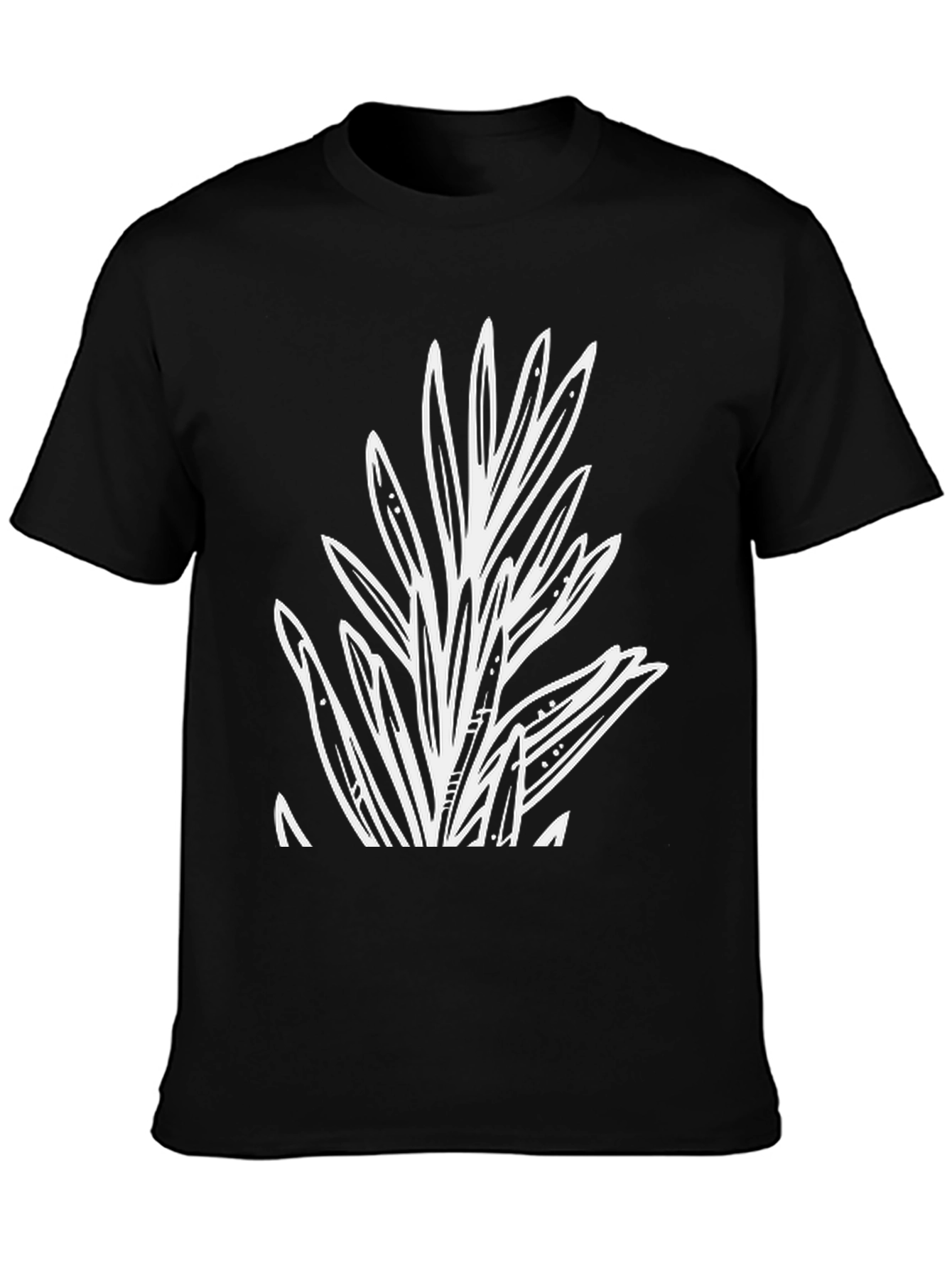 Botanical Print Black T-Shirt - Casual Style