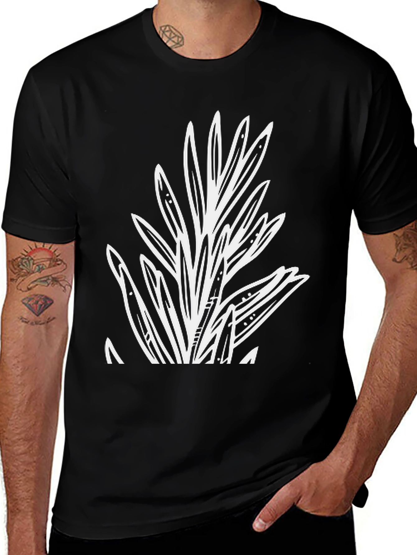 Botanical Print Black T-Shirt - Casual Style