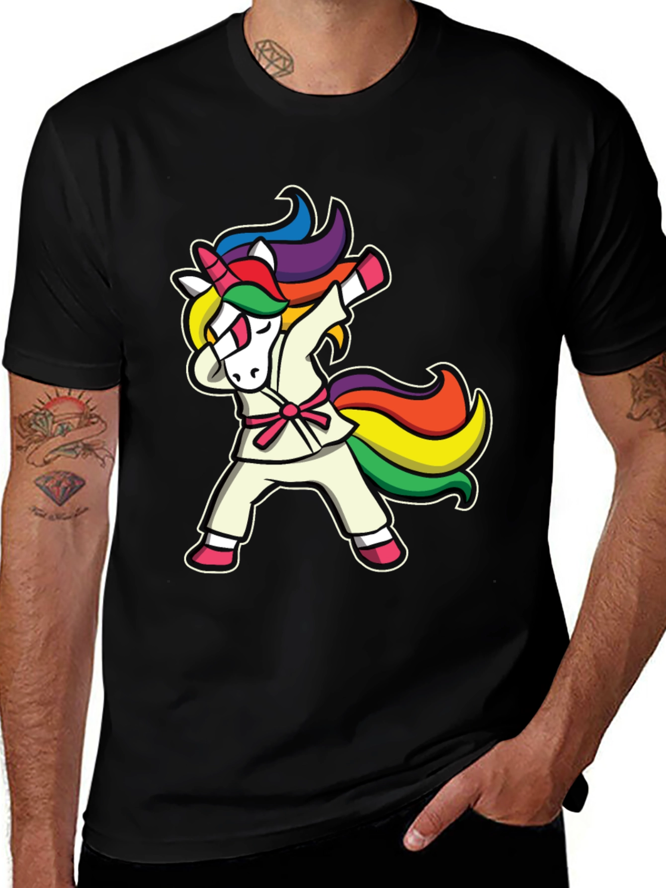Dabbing Unicorn Karate T-Shirt - Black