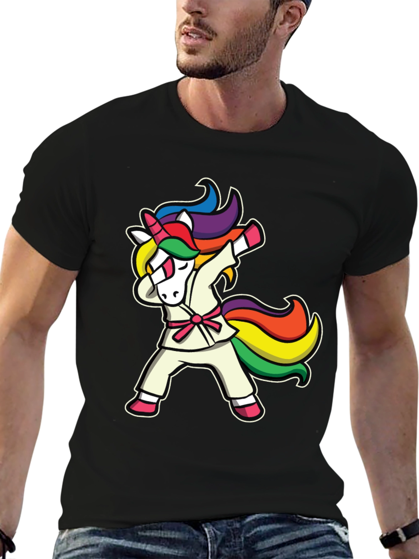 Dabbing Unicorn Karate T-Shirt - Black