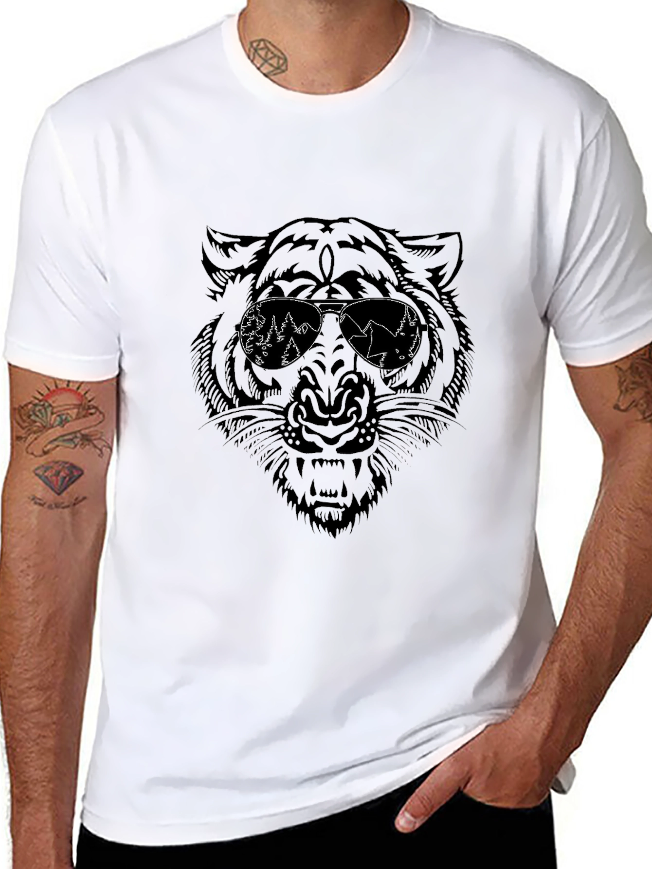 Cool Tiger Graphic Tee - Black