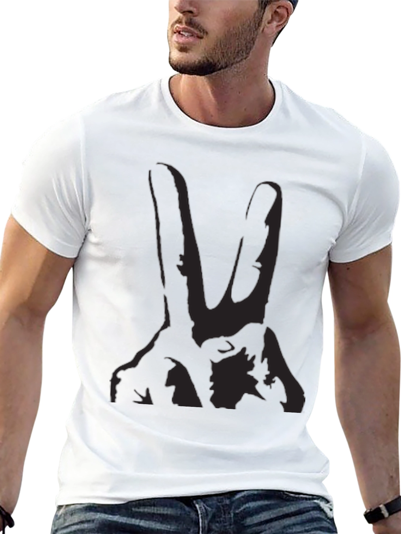 Mens Black Graphic Tee - Hand Gesture