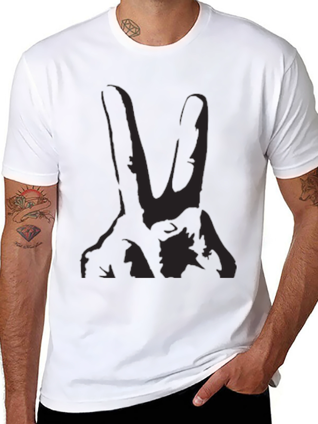 Mens Black Graphic Tee - Hand Gesture