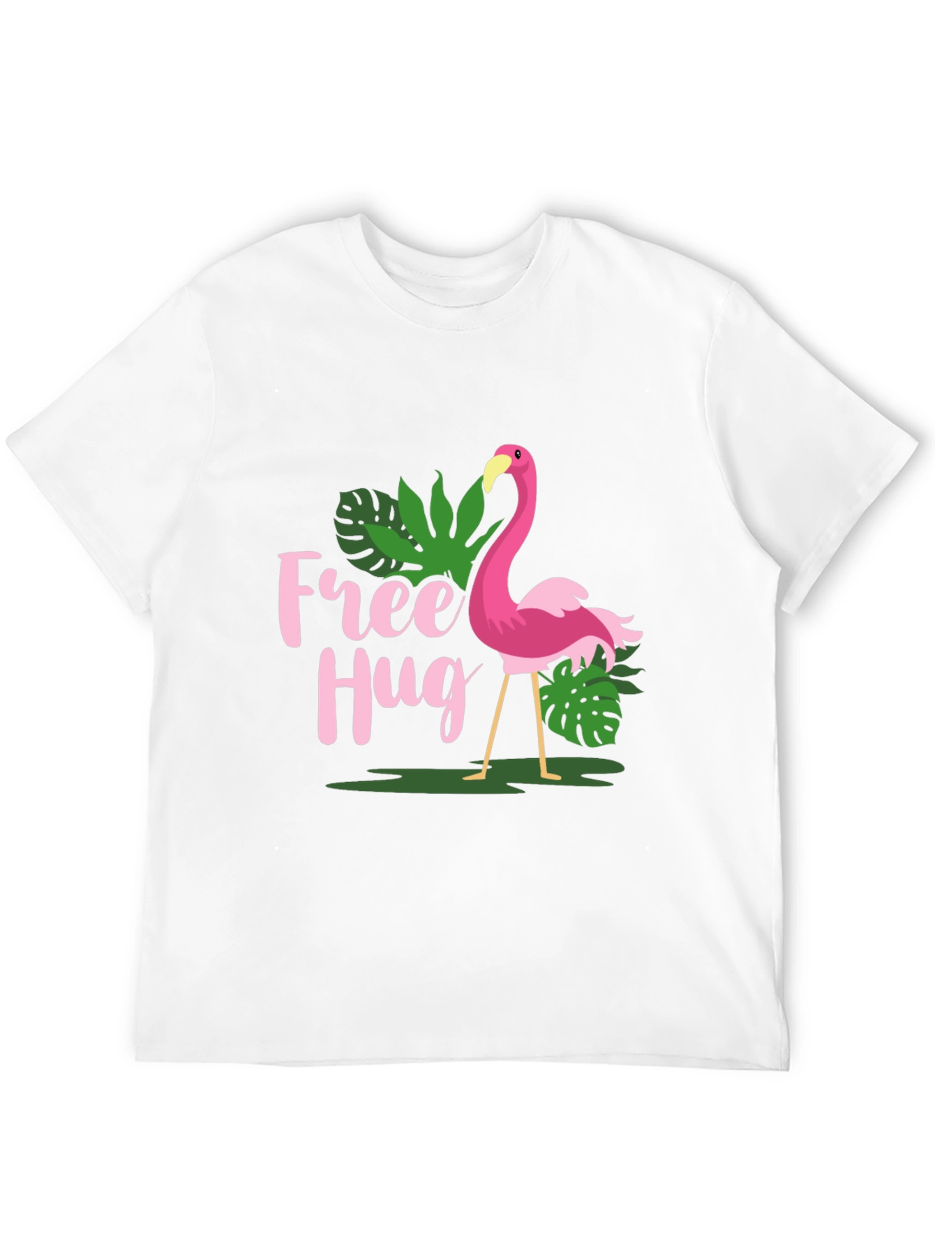 Free Hug Flamingo Graphic Tee - Tropical Print