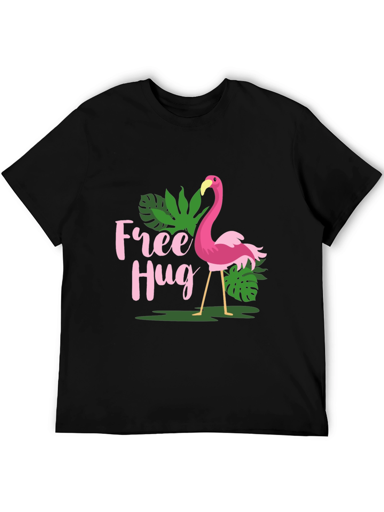 Free Hug Flamingo Graphic Tee - Tropical Print