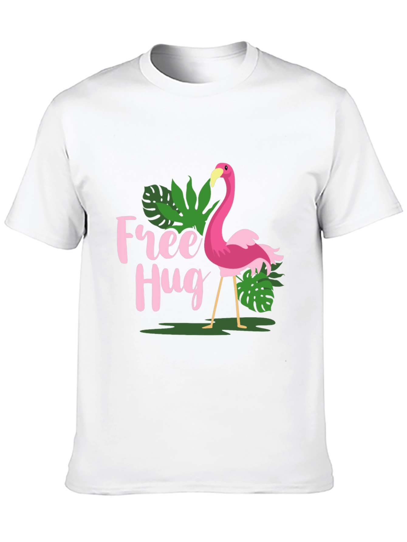 Free Hug Flamingo Graphic Tee - Tropical Print