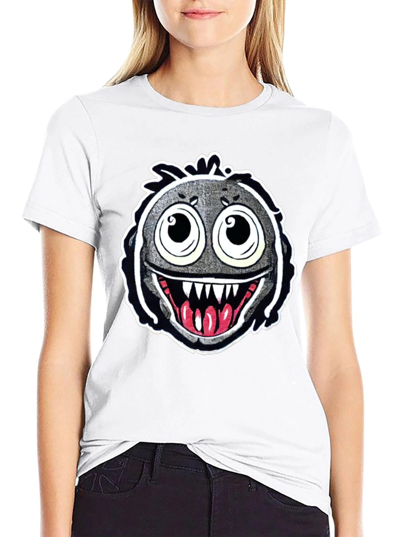 Monster Face Graphic Black T-Shirt