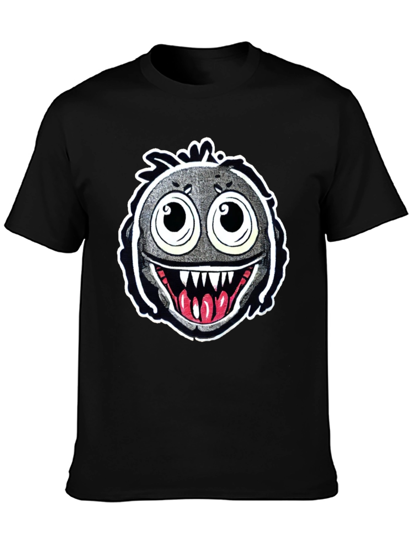 Monster Face Graphic Black T-Shirt