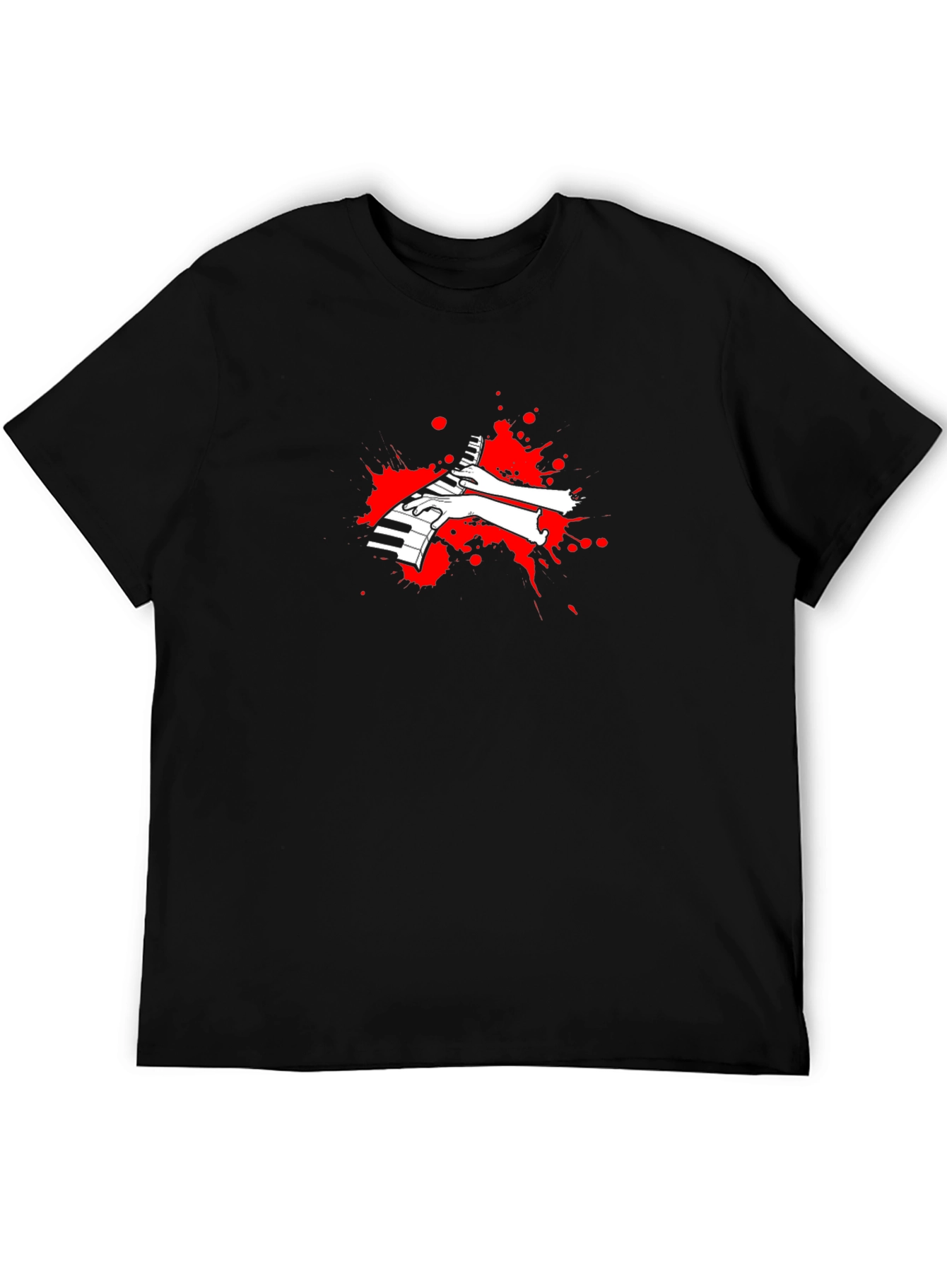 Piano Hands Graphic Black T-Shirt