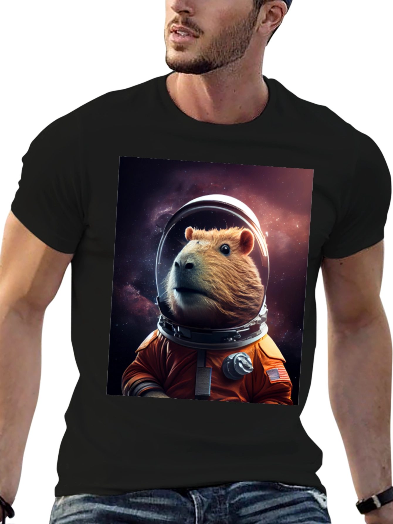 Capybara Astronaut T-Shirt - Space Rodent Tee