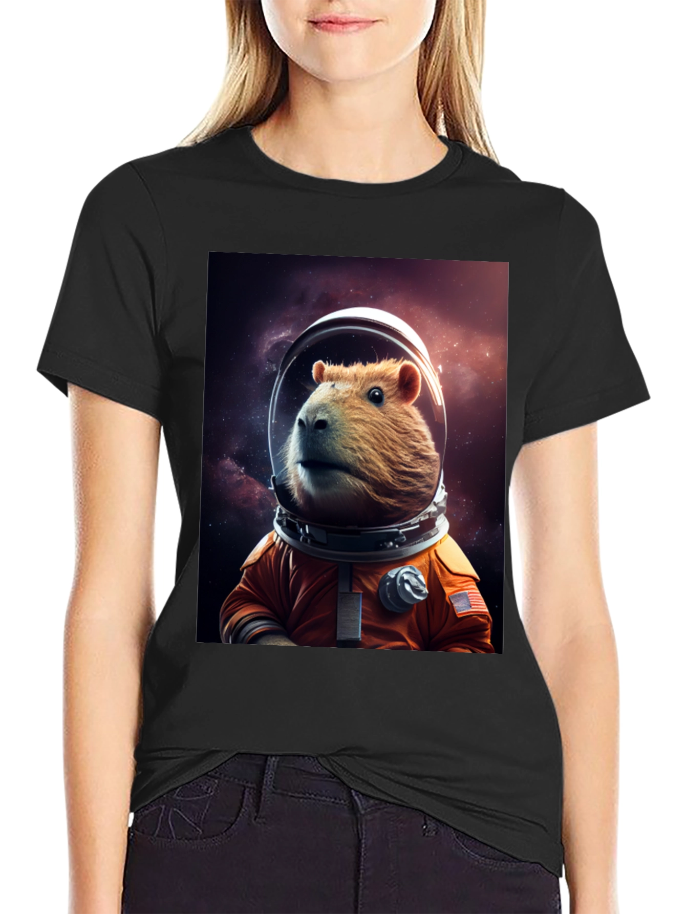 Capybara Astronaut T-Shirt - Space Rodent Tee