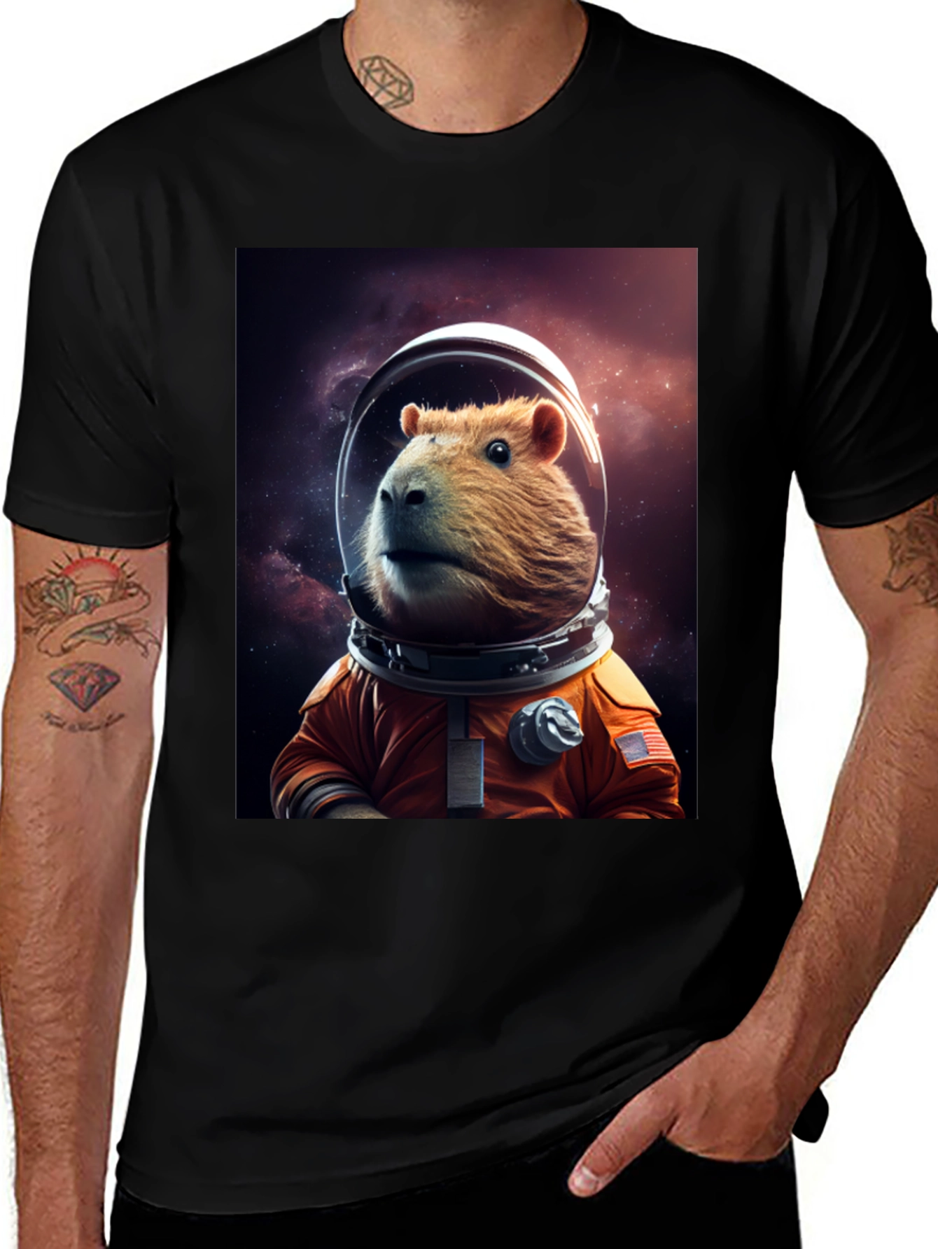 Capybara Astronaut T-Shirt - Space Rodent Tee